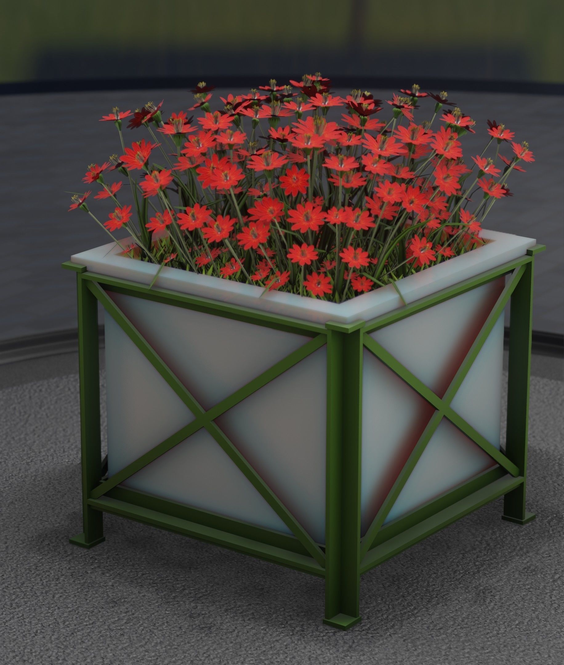 City Flower Pot with Red Flowers - Object 1 Low-poly 3D model_35