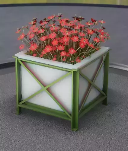 City Flower Pot with Red Flowers - Object 1 Low-poly 3D model City Flower Pot with Red Flowers - Object 1 Low-poly 3D model