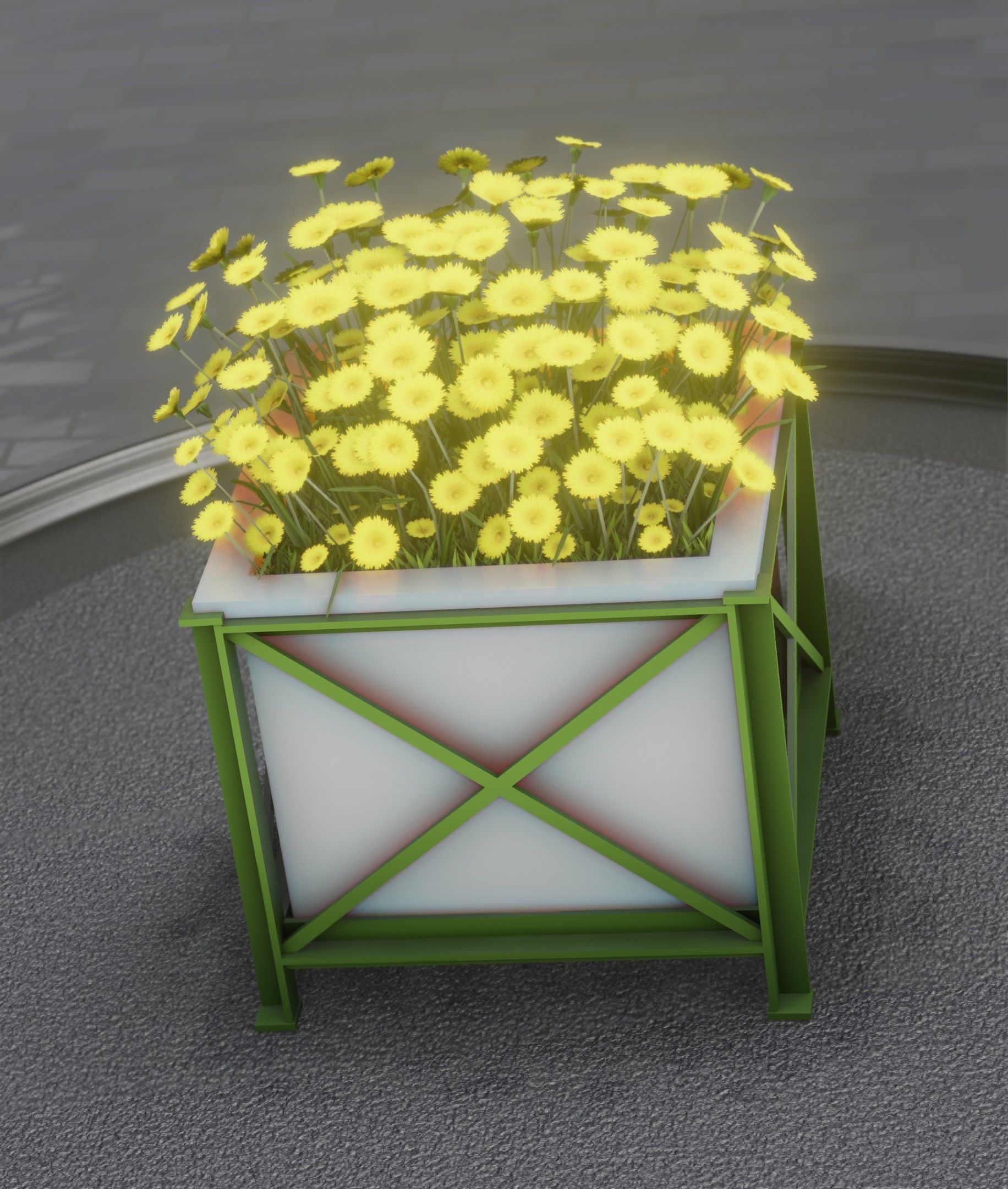 City Flower Pot with Yellow Flowers - Object 2 Low-poly 3D model_36
