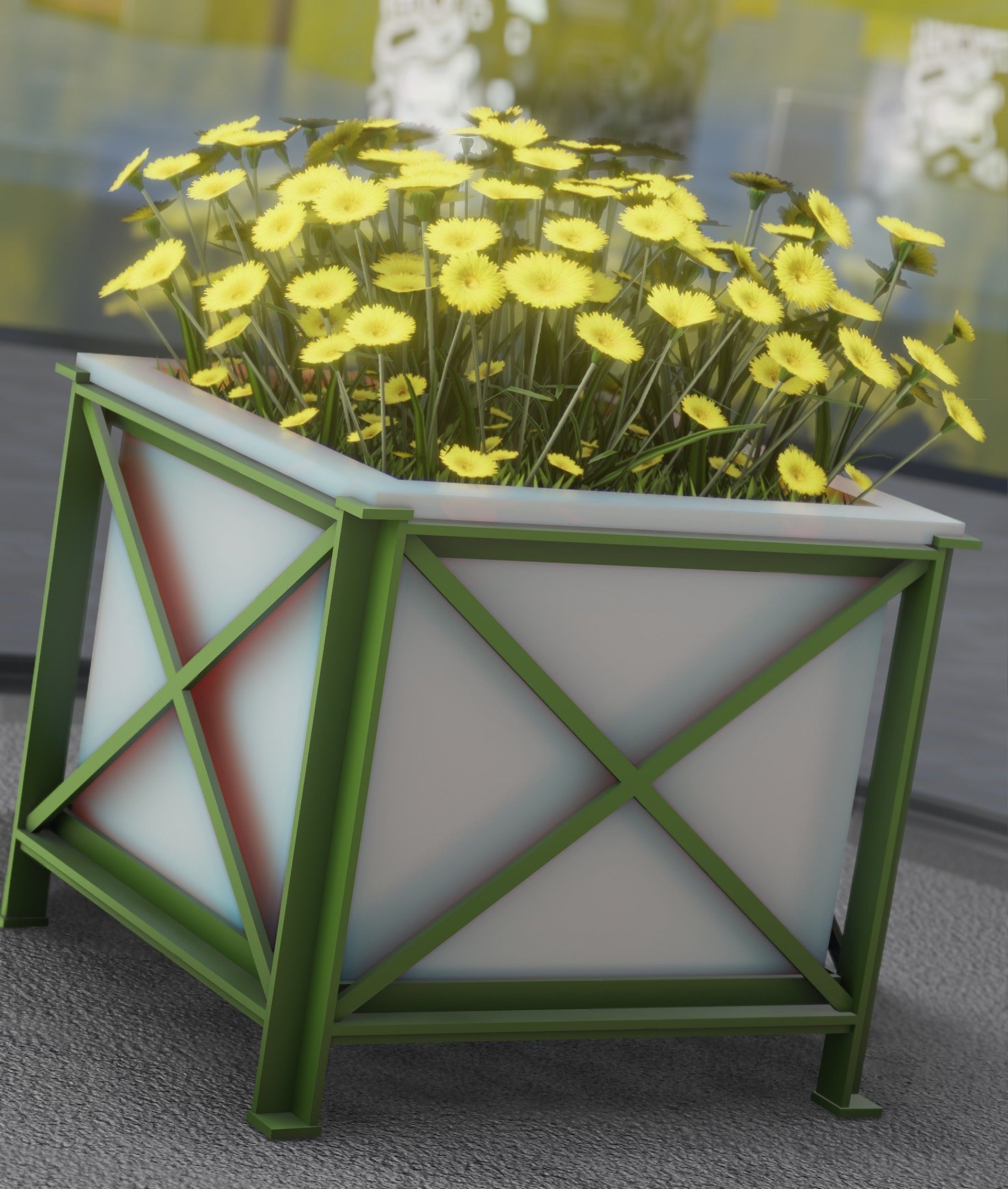 City Flower Pot with Yellow Flowers - Object 2 Low-poly 3D model_42