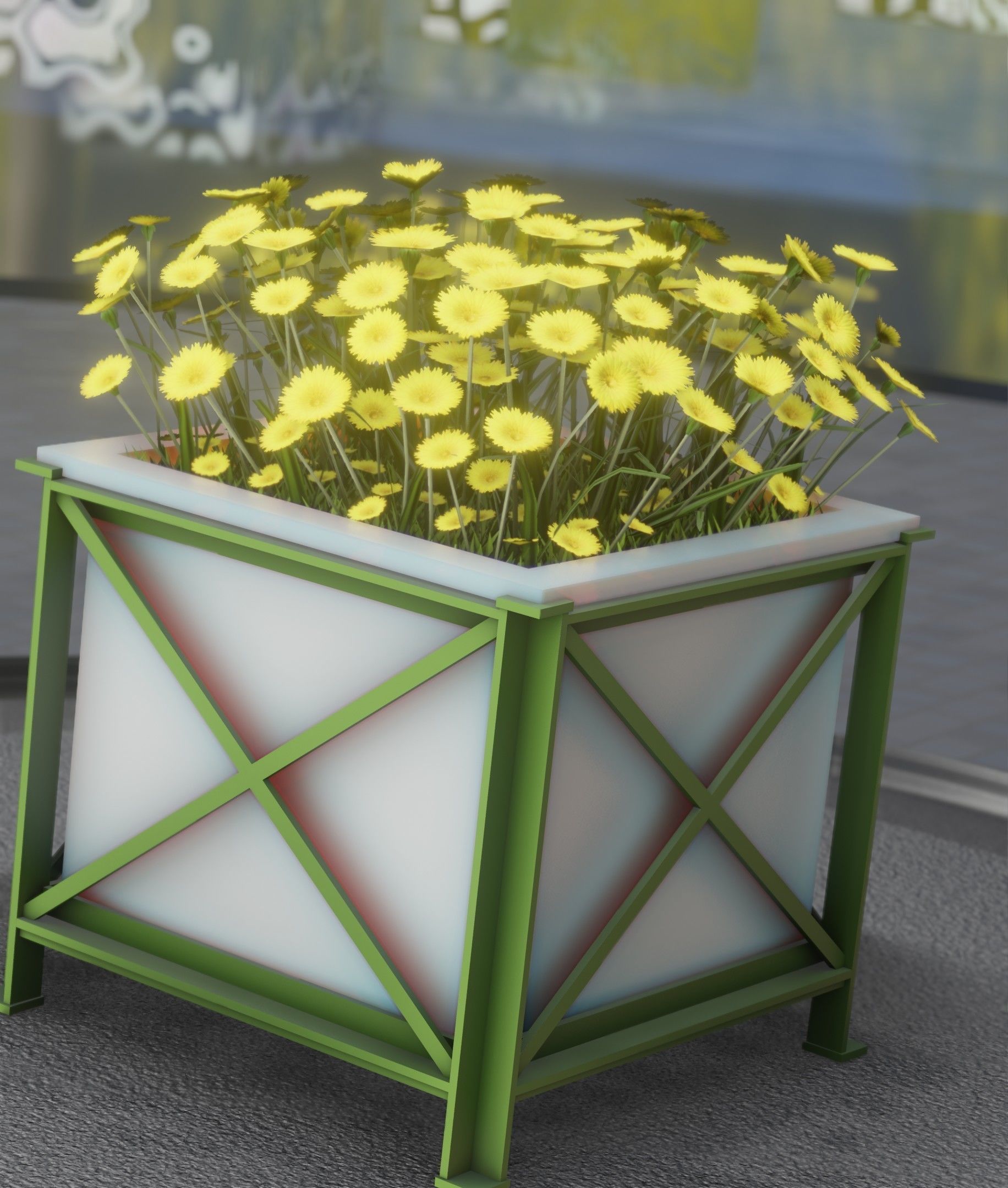 City Flower Pot with Yellow Flowers - Object 2 Low-poly 3D model_41