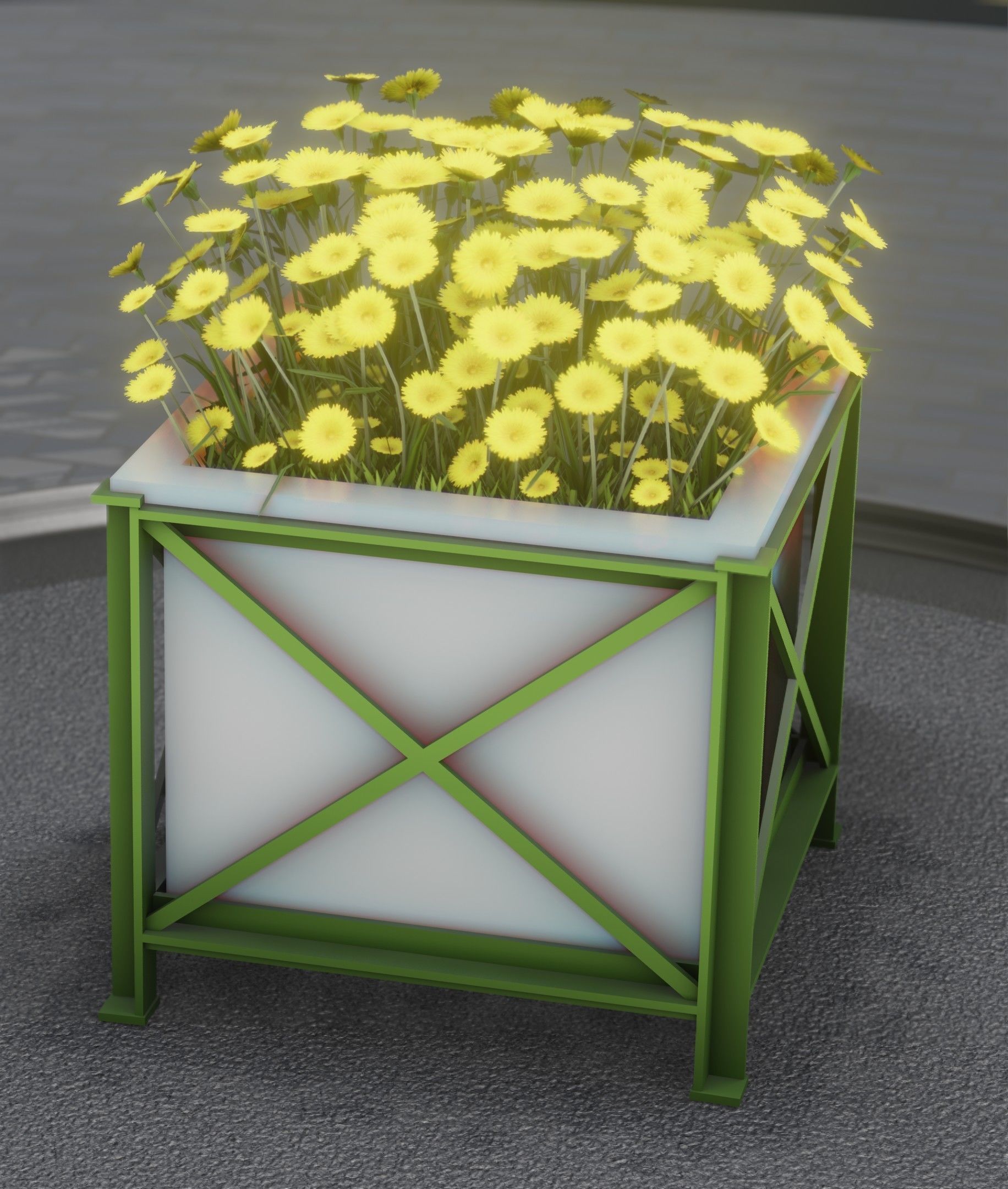 City Flower Pot with Yellow Flowers - Object 2 Low-poly 3D model_18