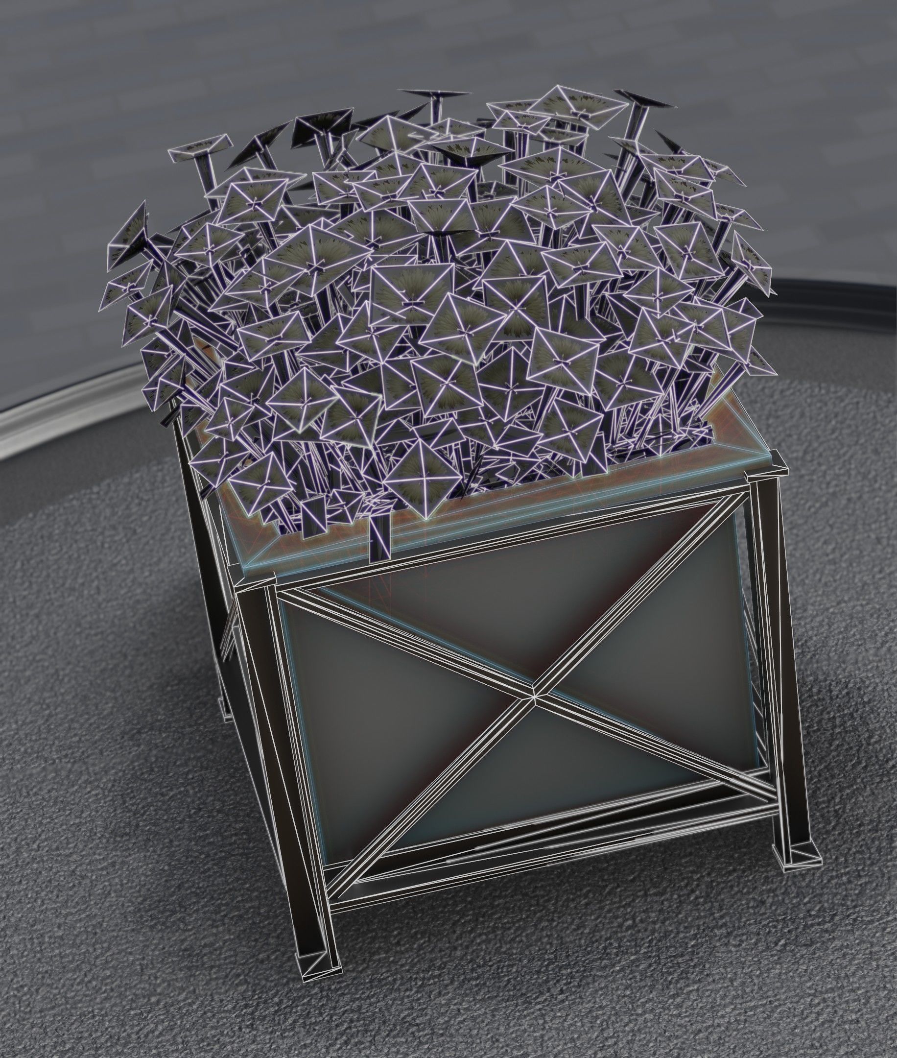 City Flower Pot with Yellow Flowers - Object 2 Low-poly 3D model_35