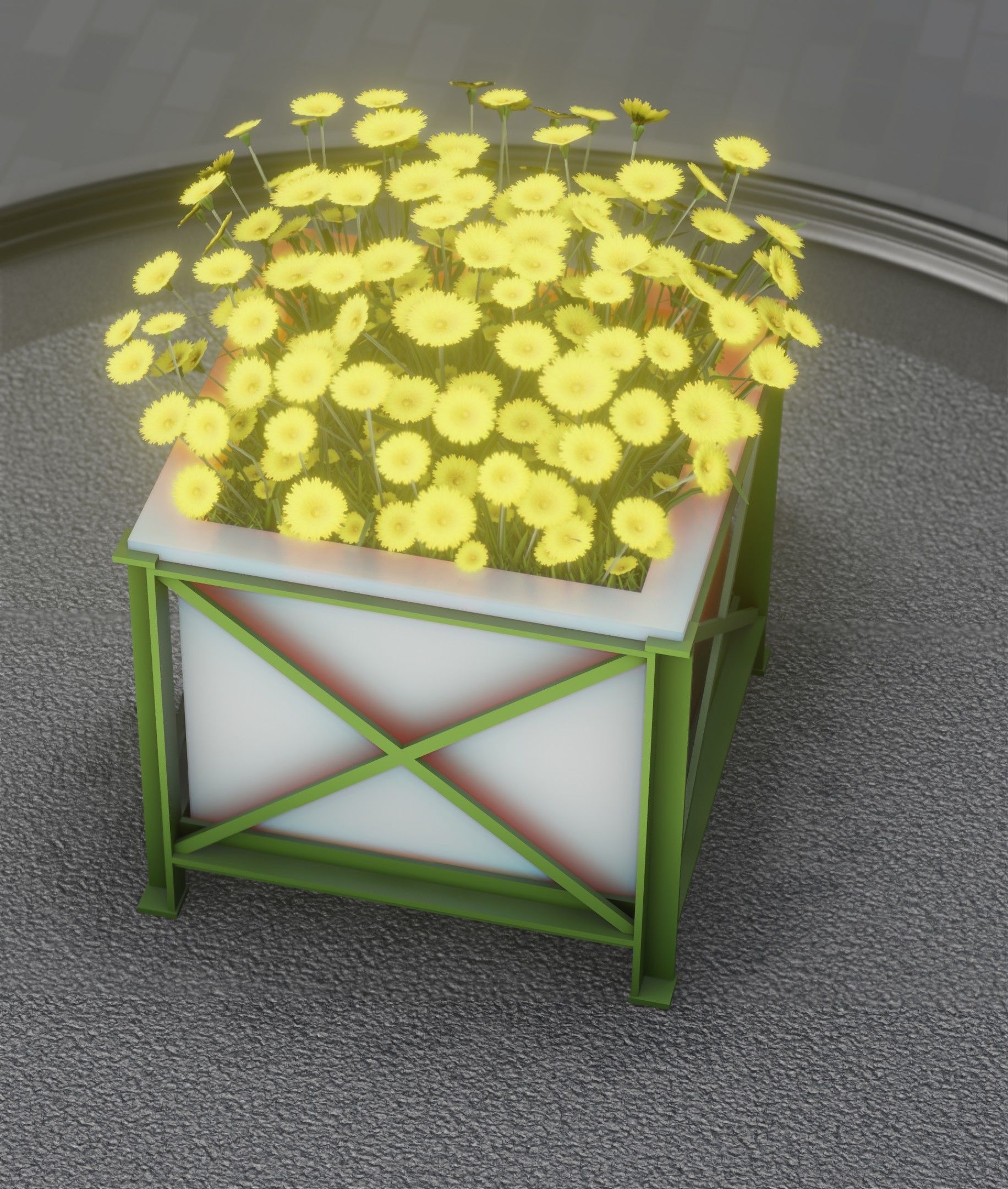 City Flower Pot with Yellow Flowers - Object 2 Low-poly 3D model_22