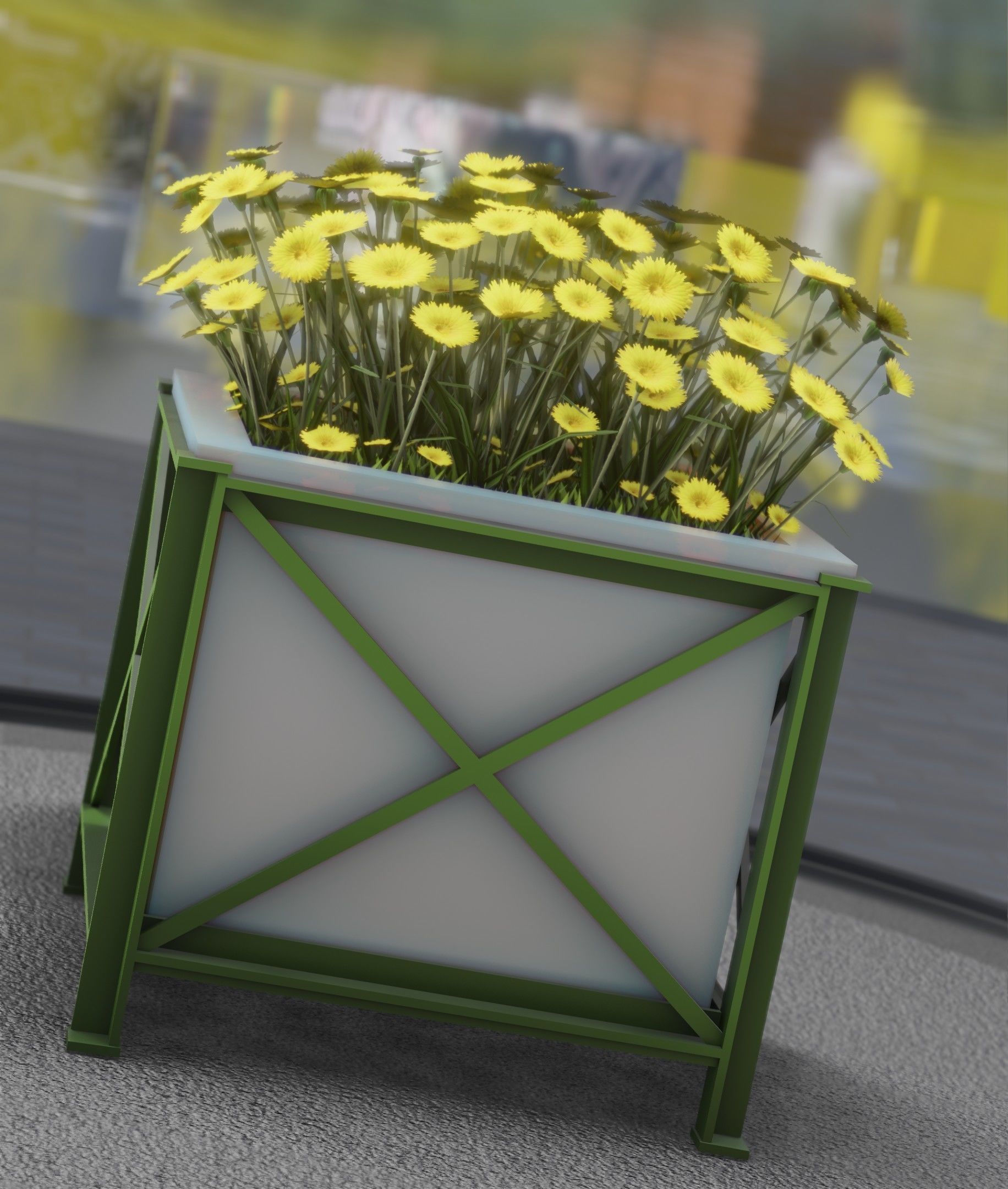 City Flower Pot with Yellow Flowers - Object 2 Low-poly 3D model_43