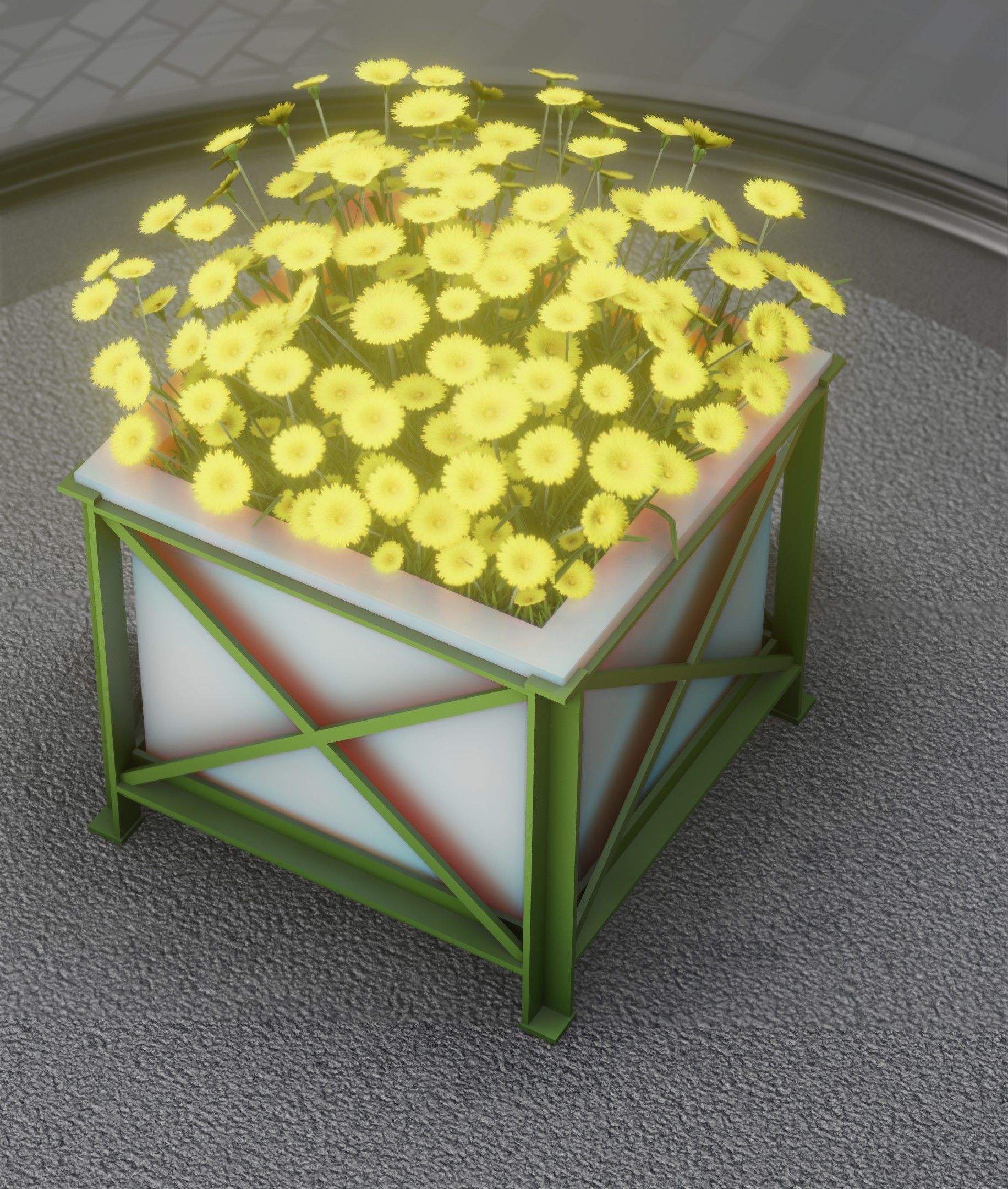 City Flower Pot with Yellow Flowers - Object 2 Low-poly 3D model_23