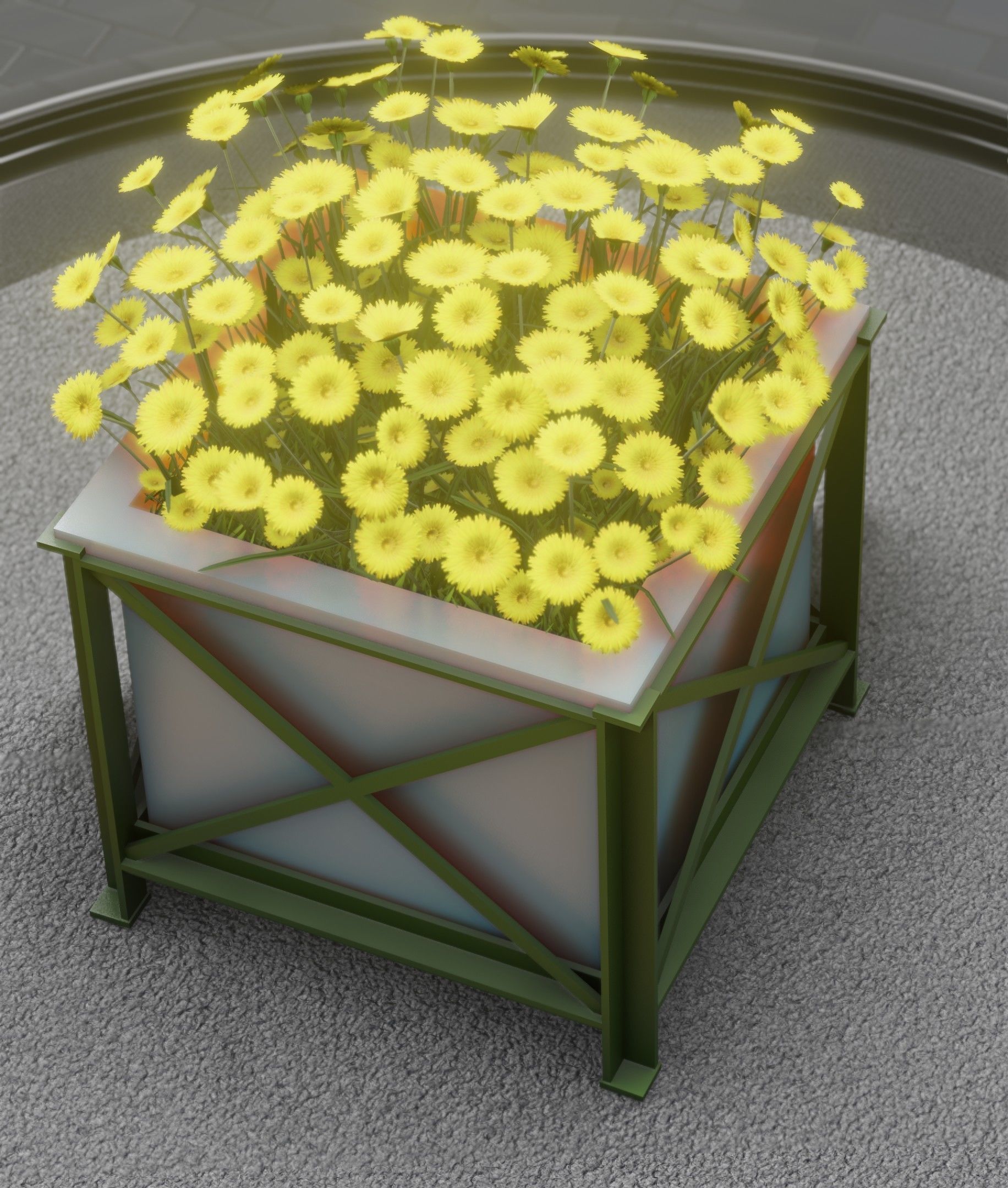 City Flower Pot with Yellow Flowers - Object 2 Low-poly 3D model_28
