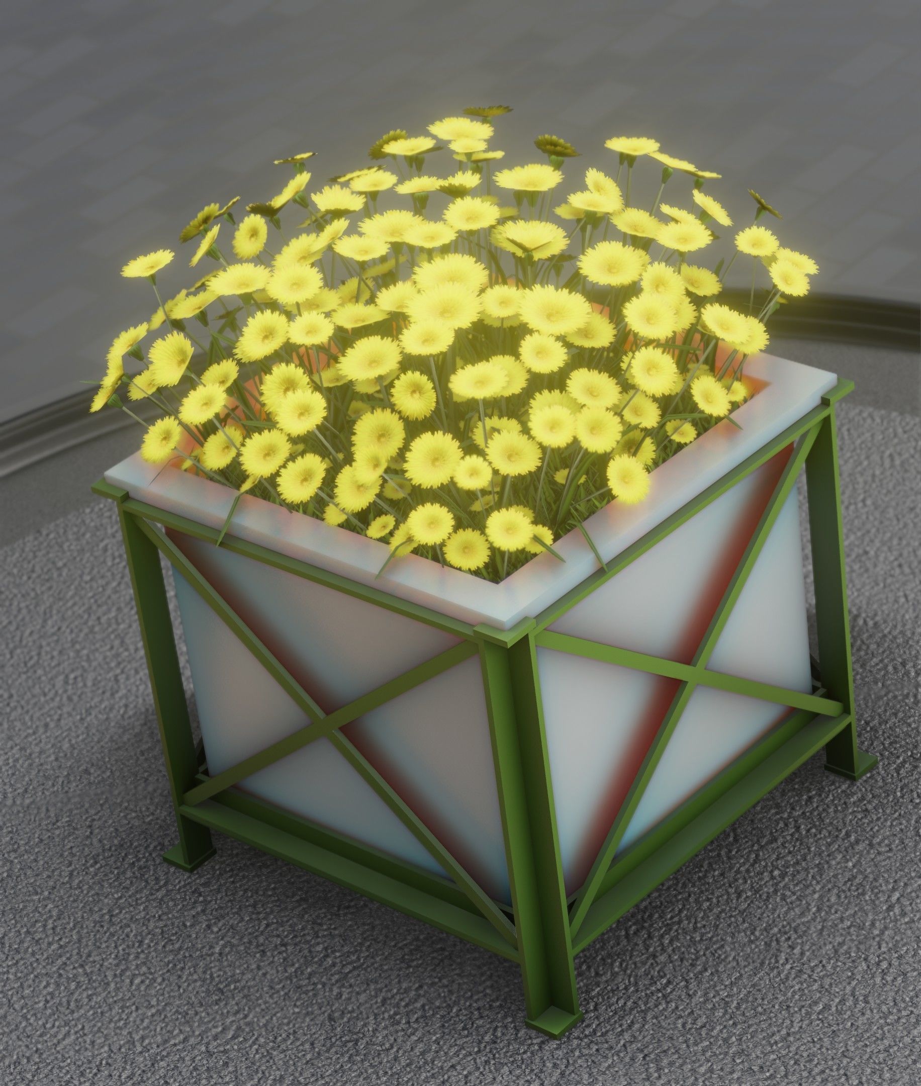 City Flower Pot with Yellow Flowers - Object 2 Low-poly 3D model_33
