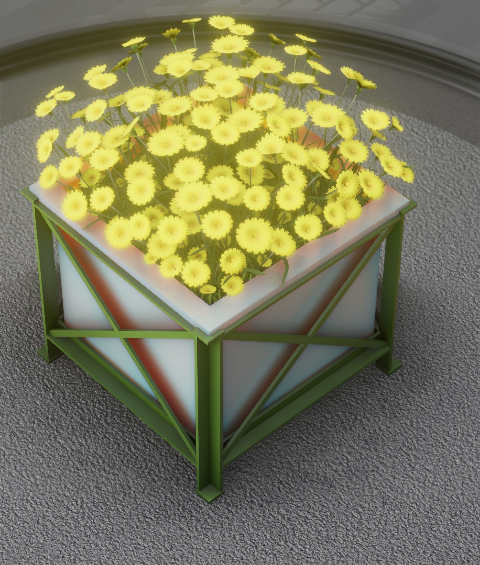 City Flower Pot with Yellow Flowers - Object 2 Low-poly 3D model_24