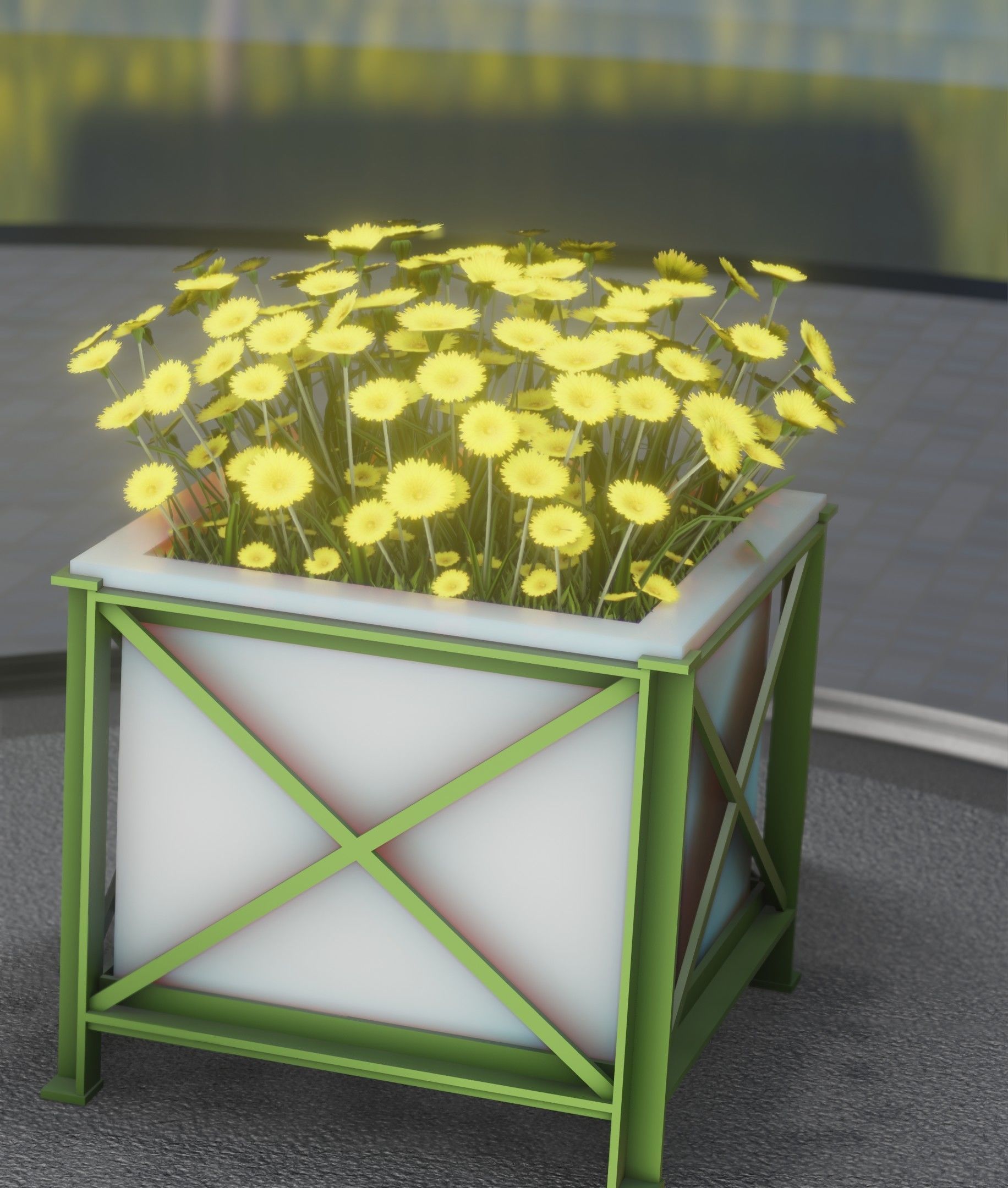 City Flower Pot with Yellow Flowers - Object 2 Low-poly 3D model_40