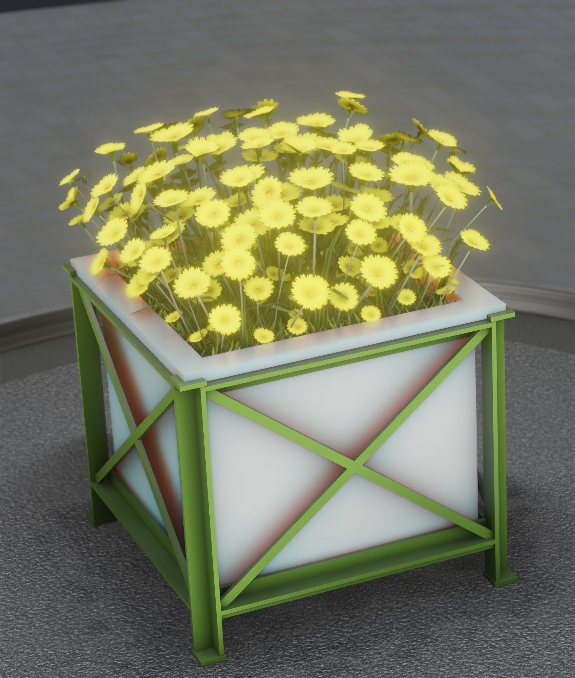 City Flower Pot with Yellow Flowers - Object 2 Low-poly 3D model_38
