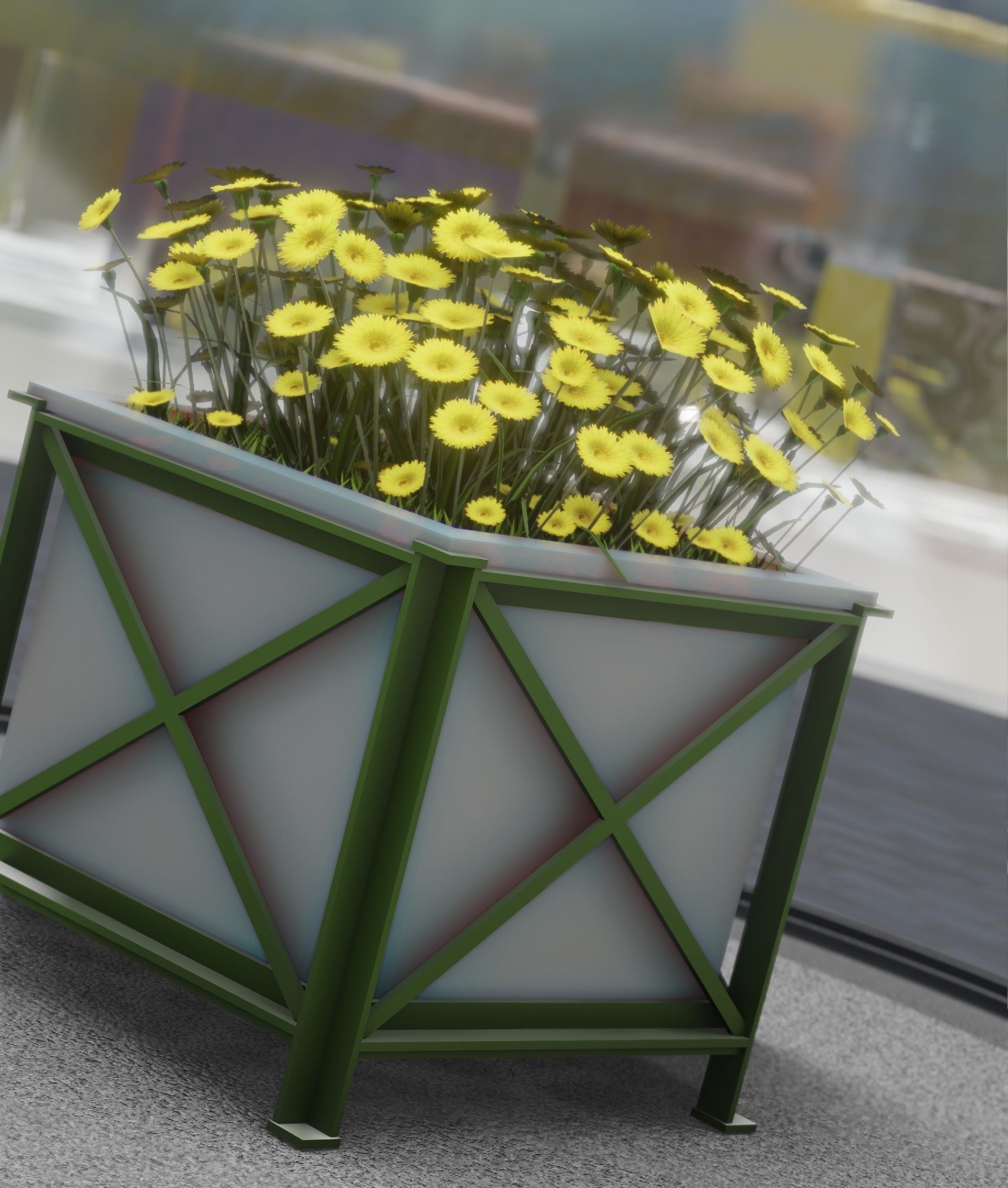 City Flower Pot with Yellow Flowers - Object 2 Low-poly 3D model_45