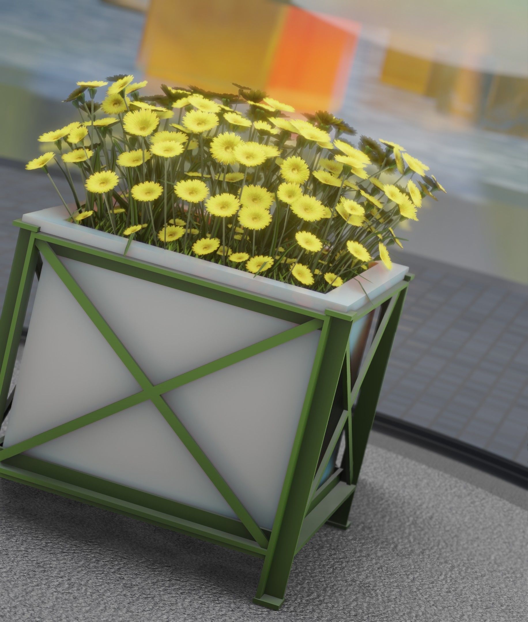 City Flower Pot with Yellow Flowers - Object 2 Low-poly 3D model_47