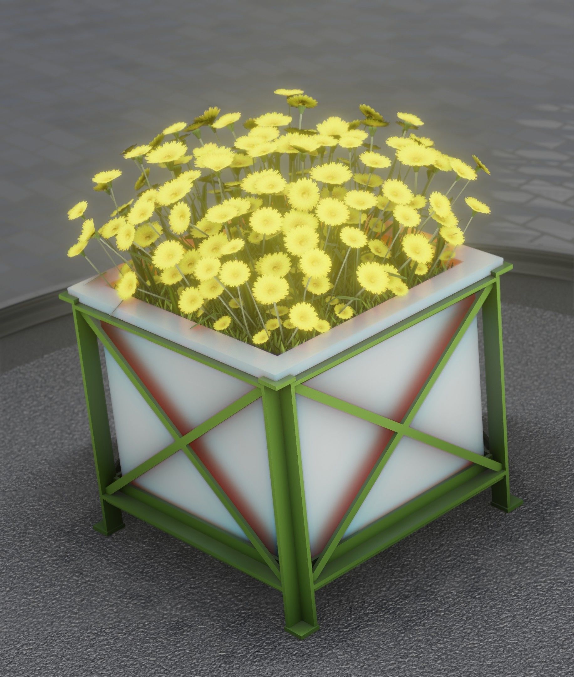 City Flower Pot with Yellow Flowers - Object 2 Low-poly 3D model_37