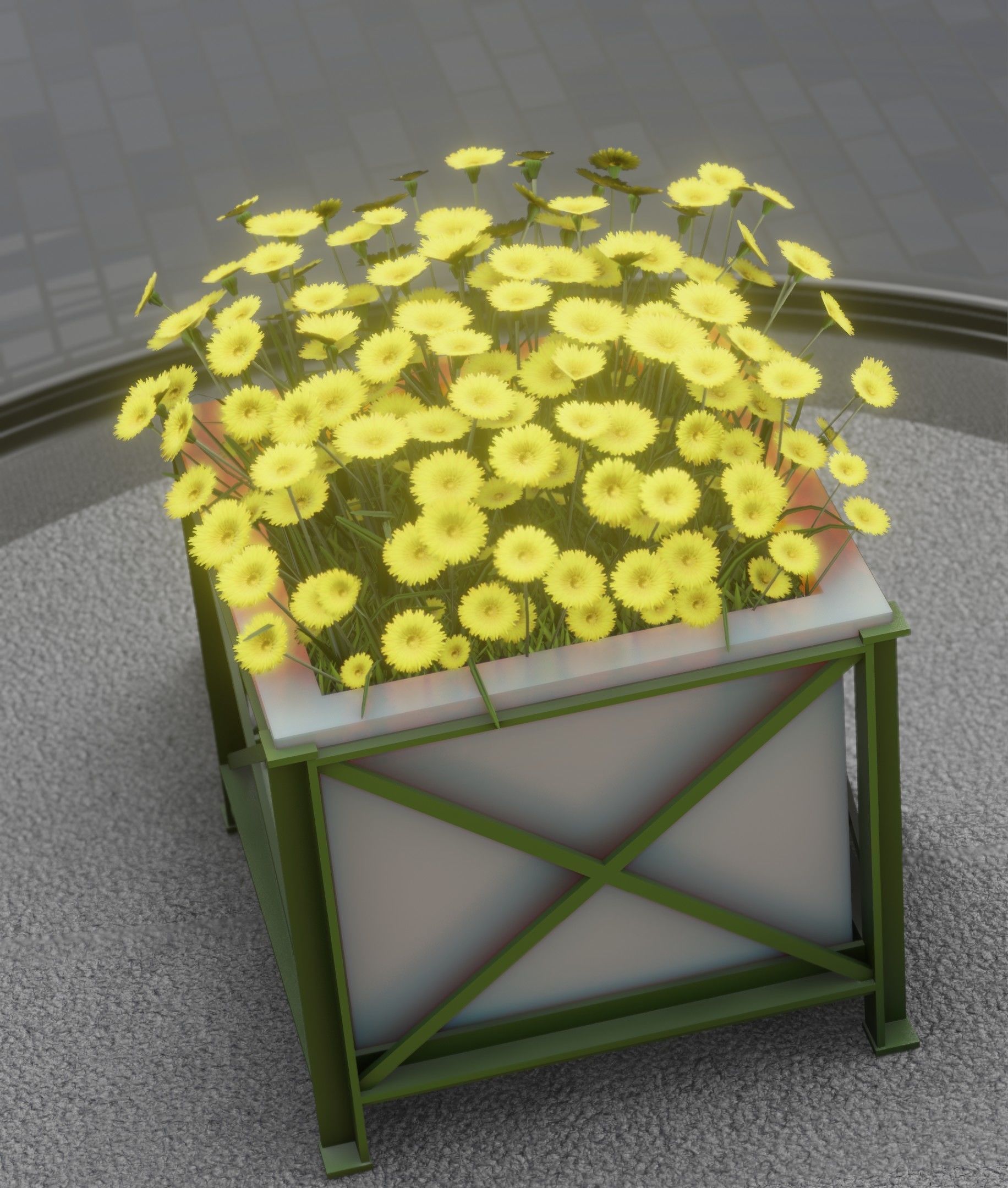 City Flower Pot with Yellow Flowers - Object 2 Low-poly 3D model_30