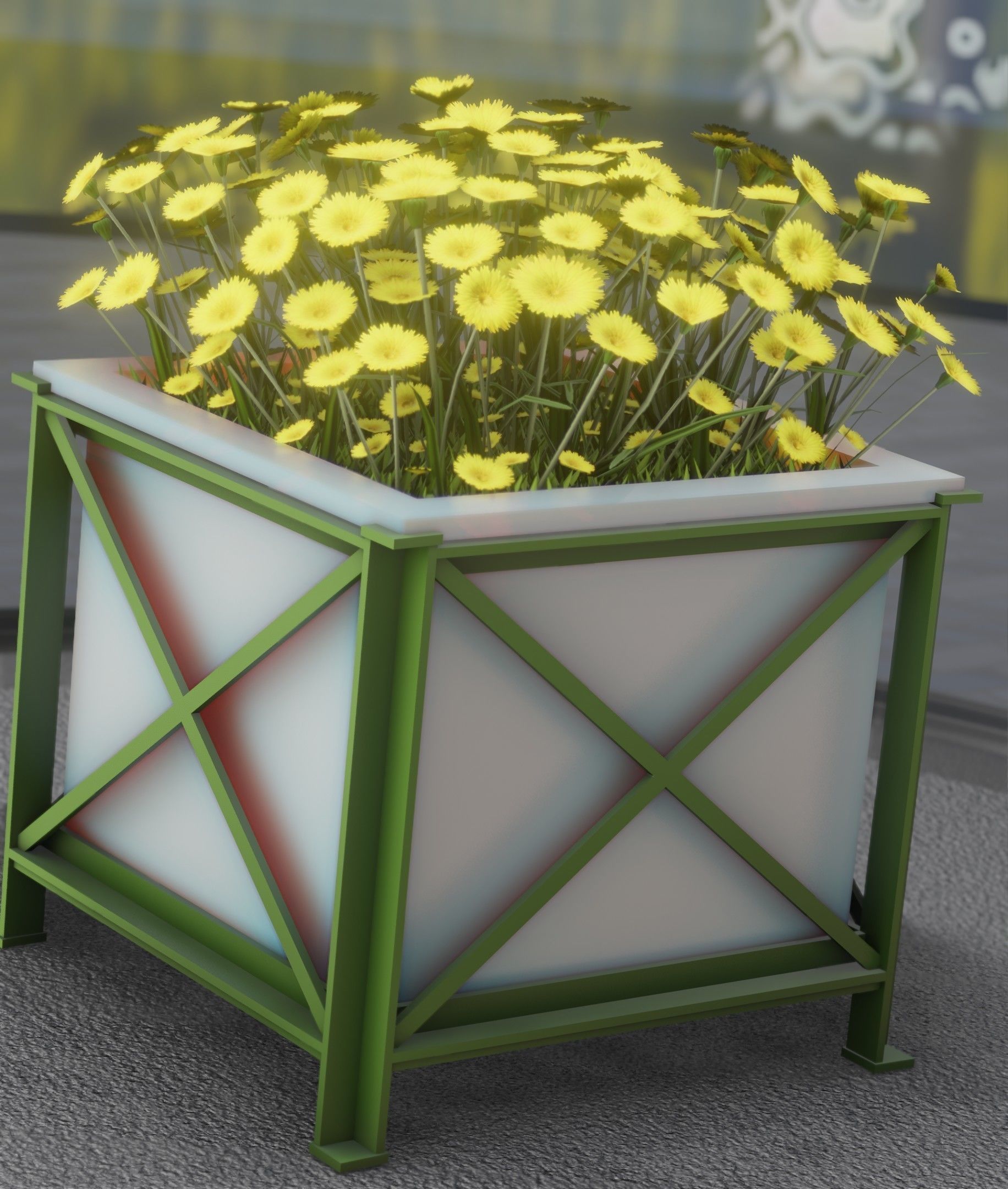City Flower Pot with Yellow Flowers - Object 2 Low-poly 3D model_10
