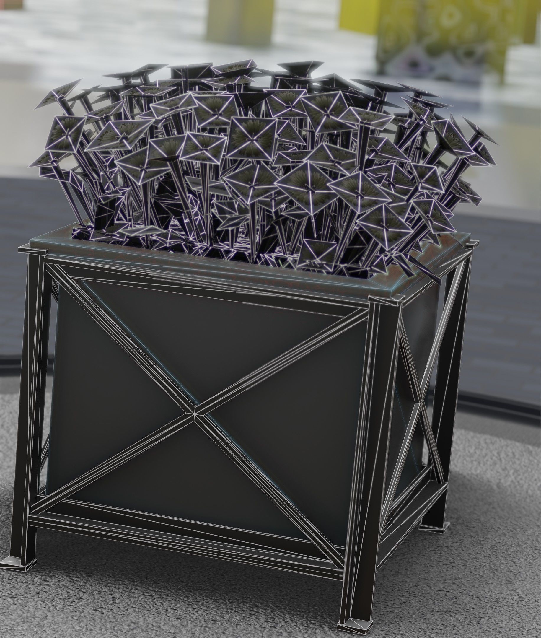 City Flower Pot with Yellow Flowers - Object 2 Low-poly 3D model_11