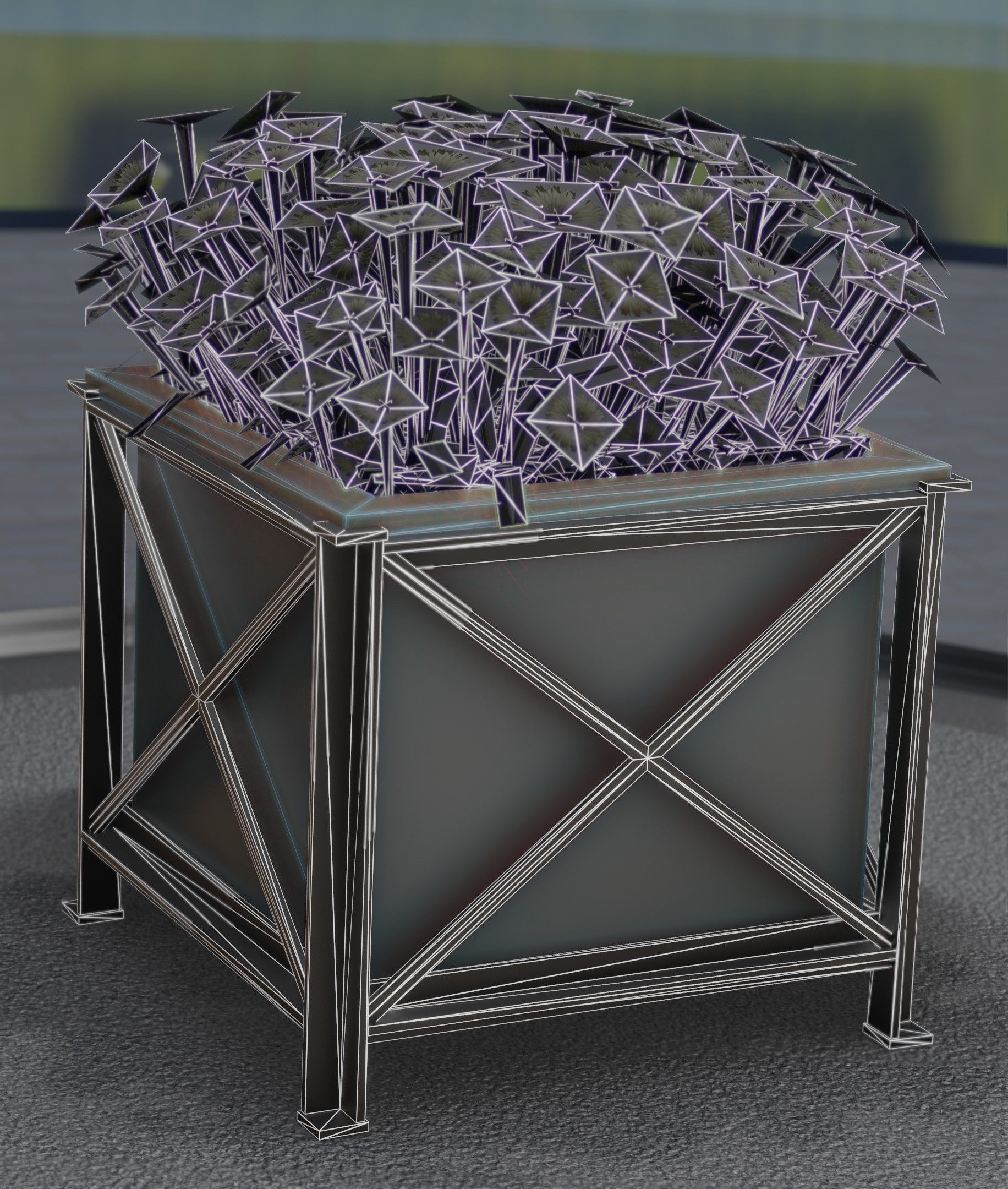 City Flower Pot with Yellow Flowers - Object 2 Low-poly 3D model_16