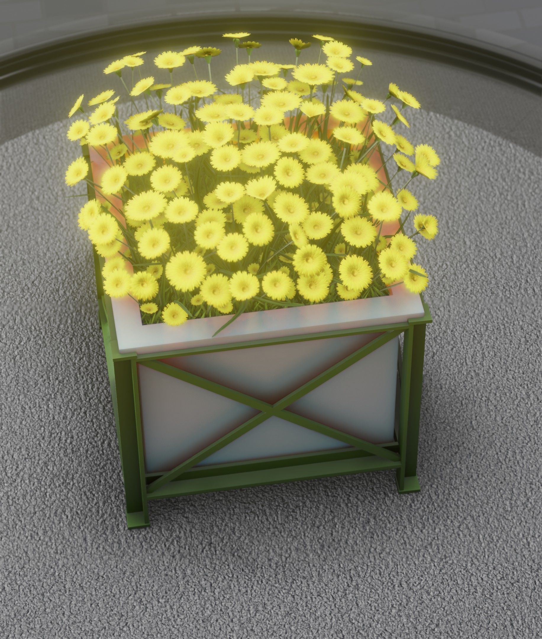 City Flower Pot with Yellow Flowers - Object 2 Low-poly 3D model_26