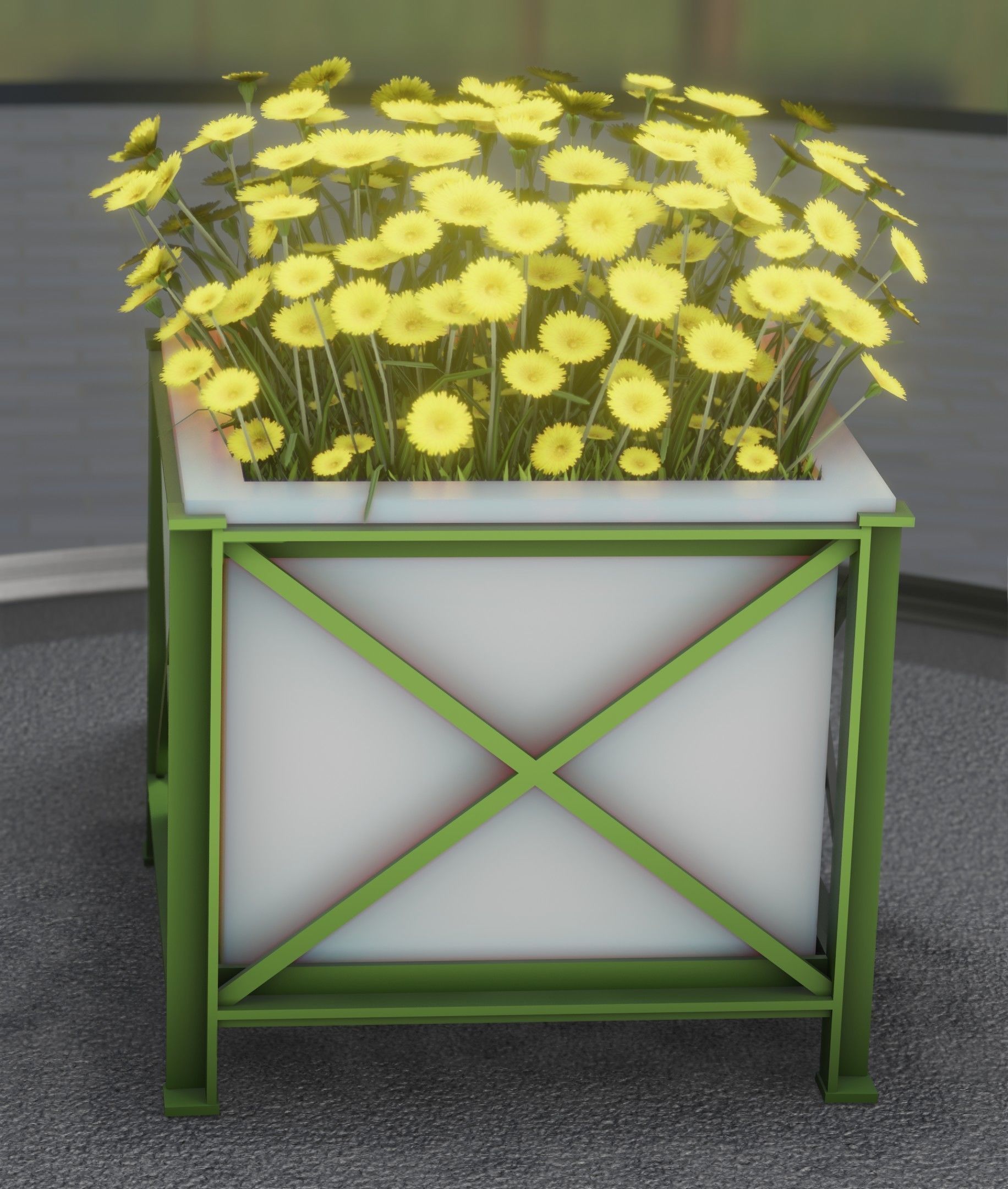 City Flower Pot with Yellow Flowers - Object 2 Low-poly 3D model_17