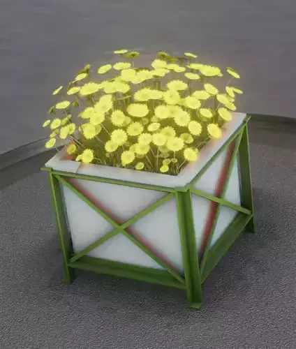 City Flower Pot with Yellow Flowers - Object 2 Low-poly 3D model City Flower Pot with Yellow Flowers - Object 2 Low-poly 3D model