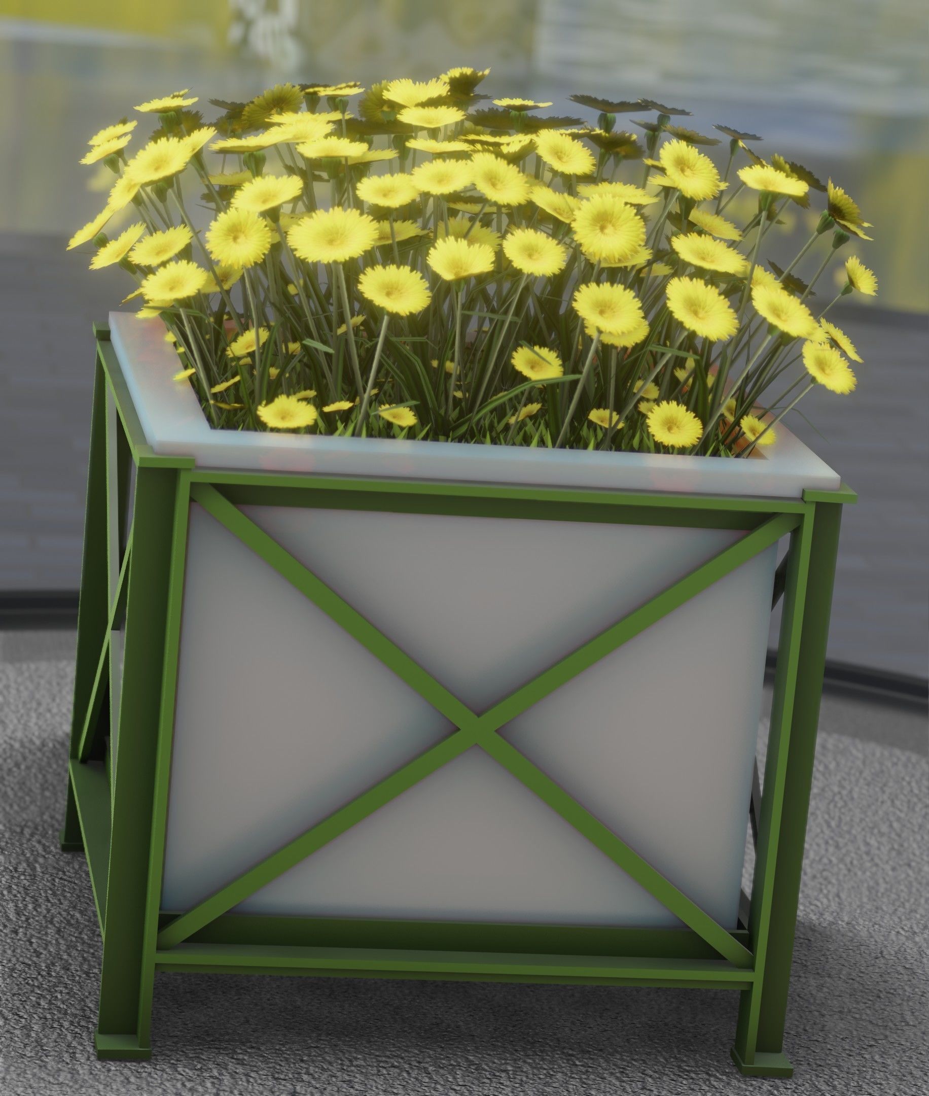 City Flower Pot with Yellow Flowers - Object 2 Low-poly 3D model_2