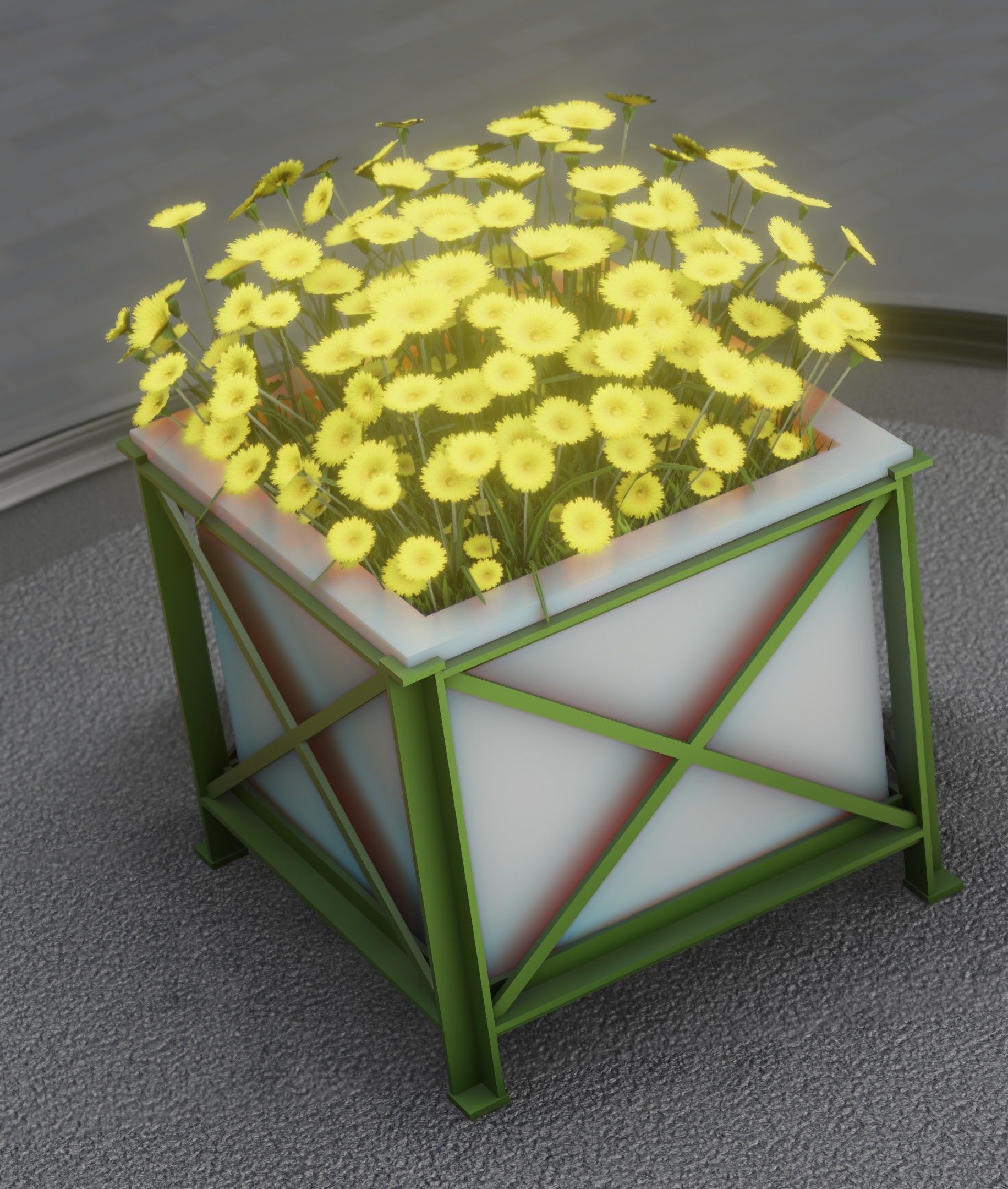 City Flower Pot with Yellow Flowers - Object 2 Low-poly 3D model_34