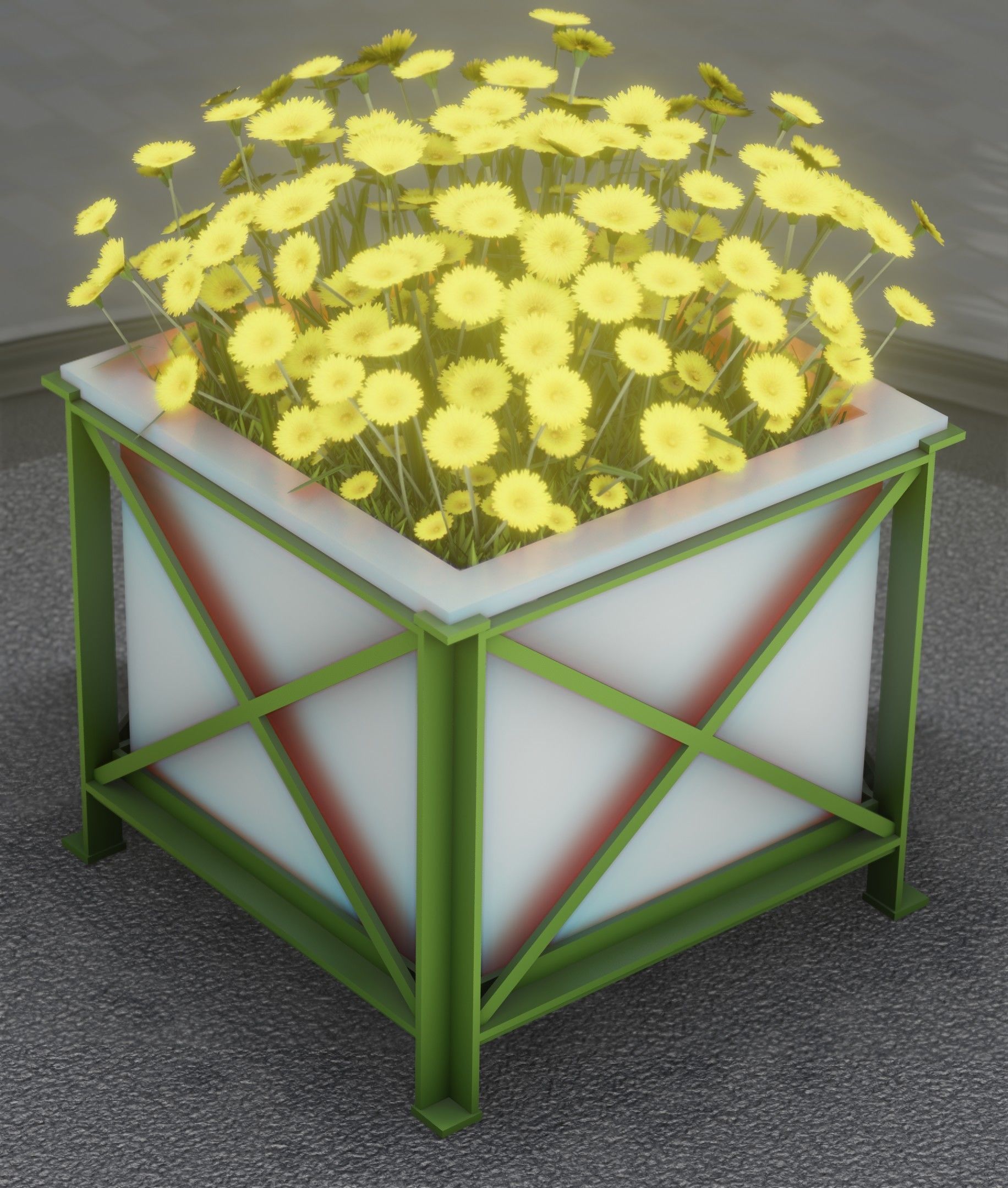 City Flower Pot with Yellow Flowers - Object 2 Low-poly 3D model_20