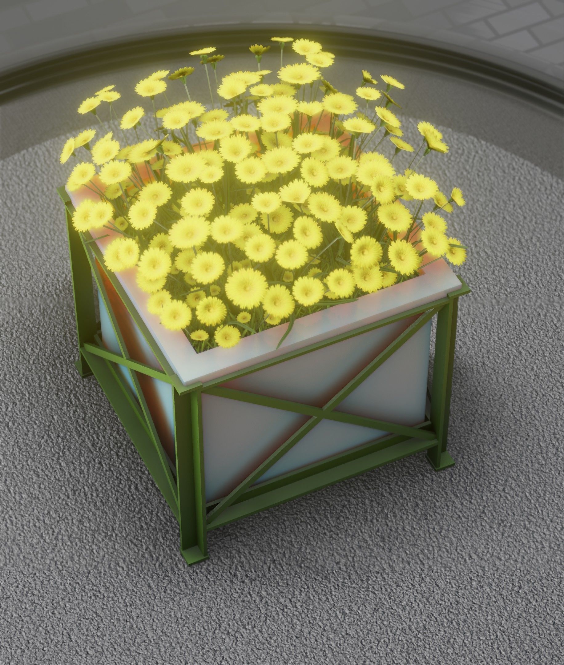City Flower Pot with Yellow Flowers - Object 2 Low-poly 3D model_25