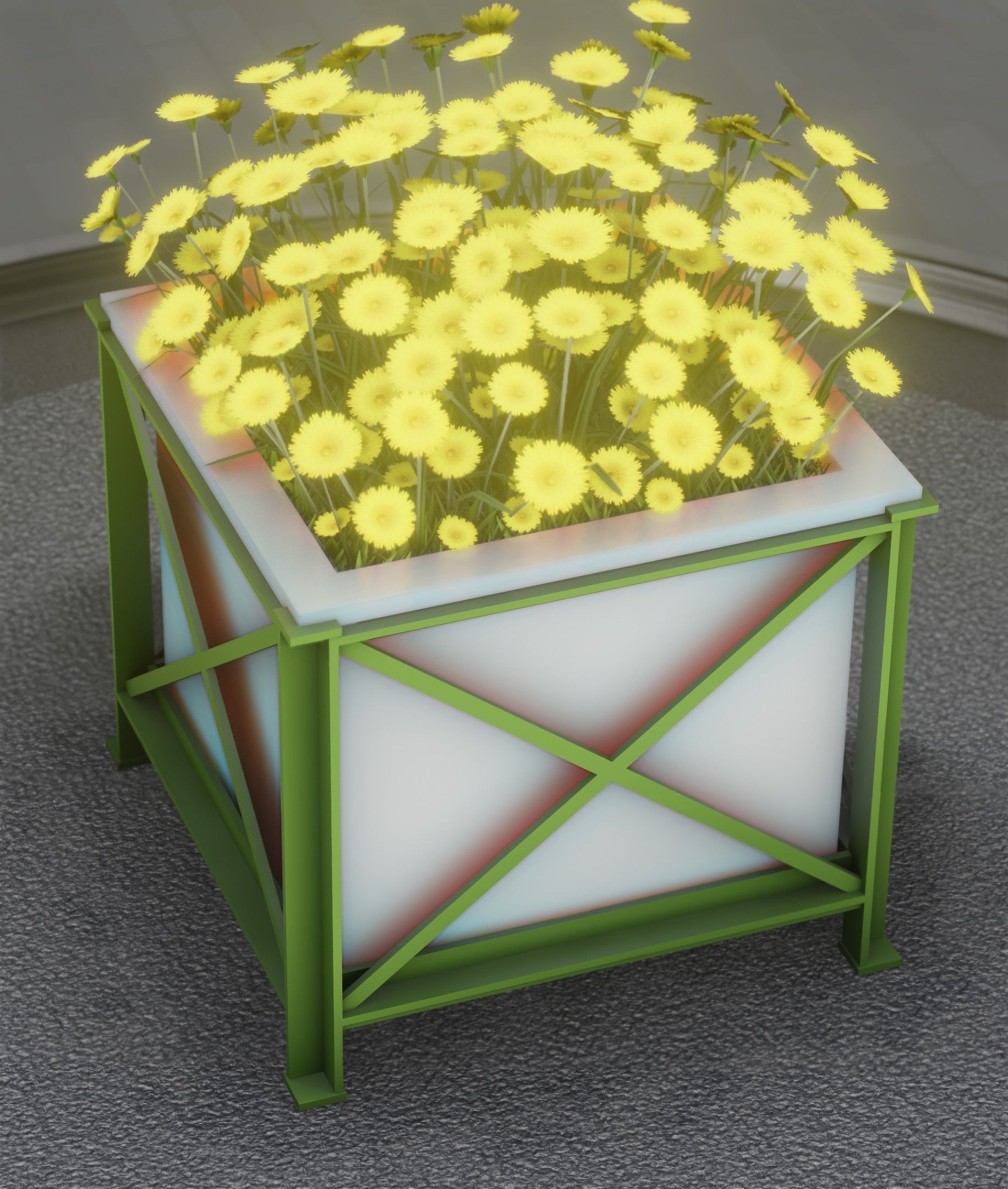 City Flower Pot with Yellow Flowers - Object 2 Low-poly 3D model_21