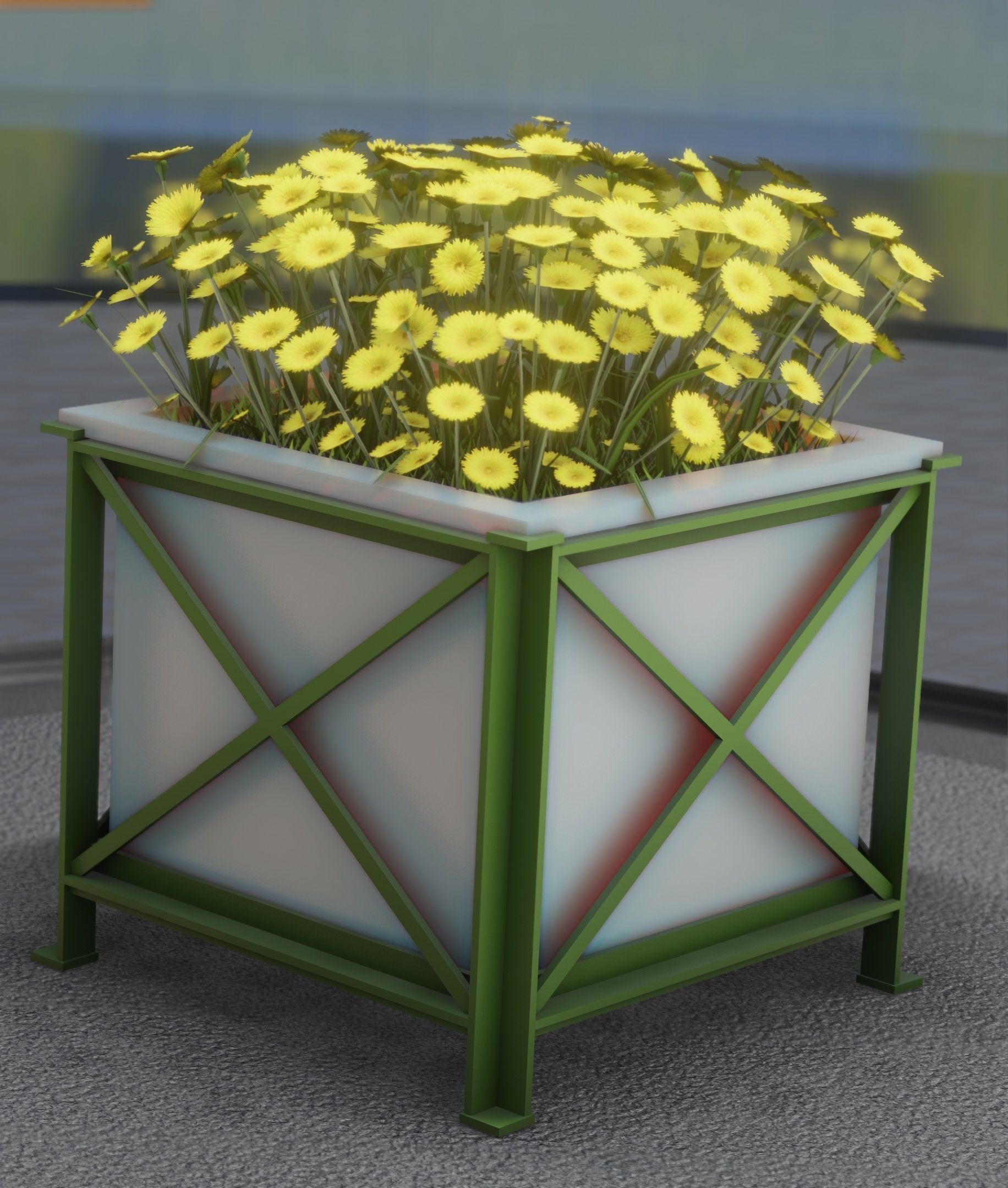 City Flower Pot with Yellow Flowers - Object 2 Low-poly 3D model_15