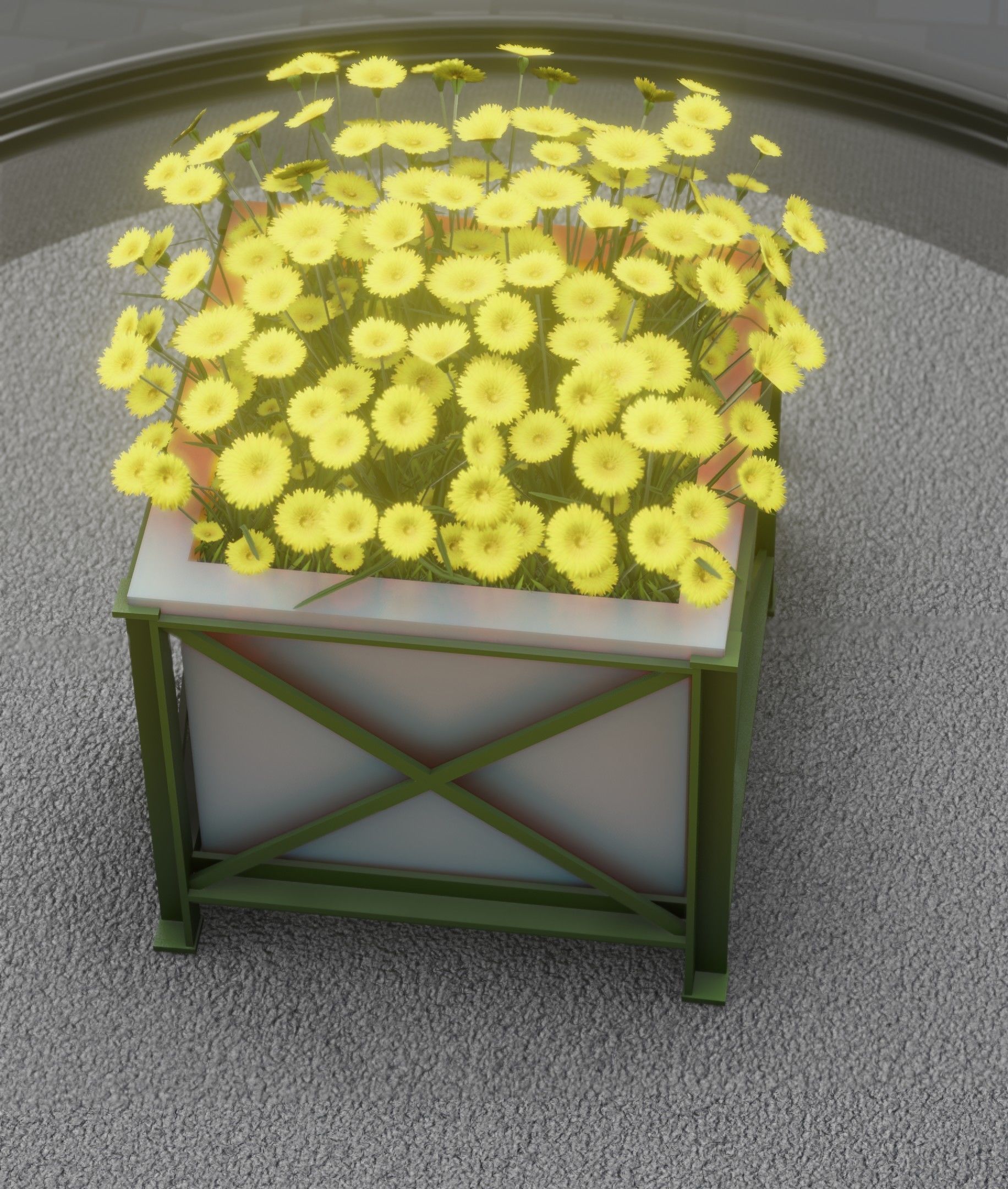 City Flower Pot with Yellow Flowers - Object 2 Low-poly 3D model_27