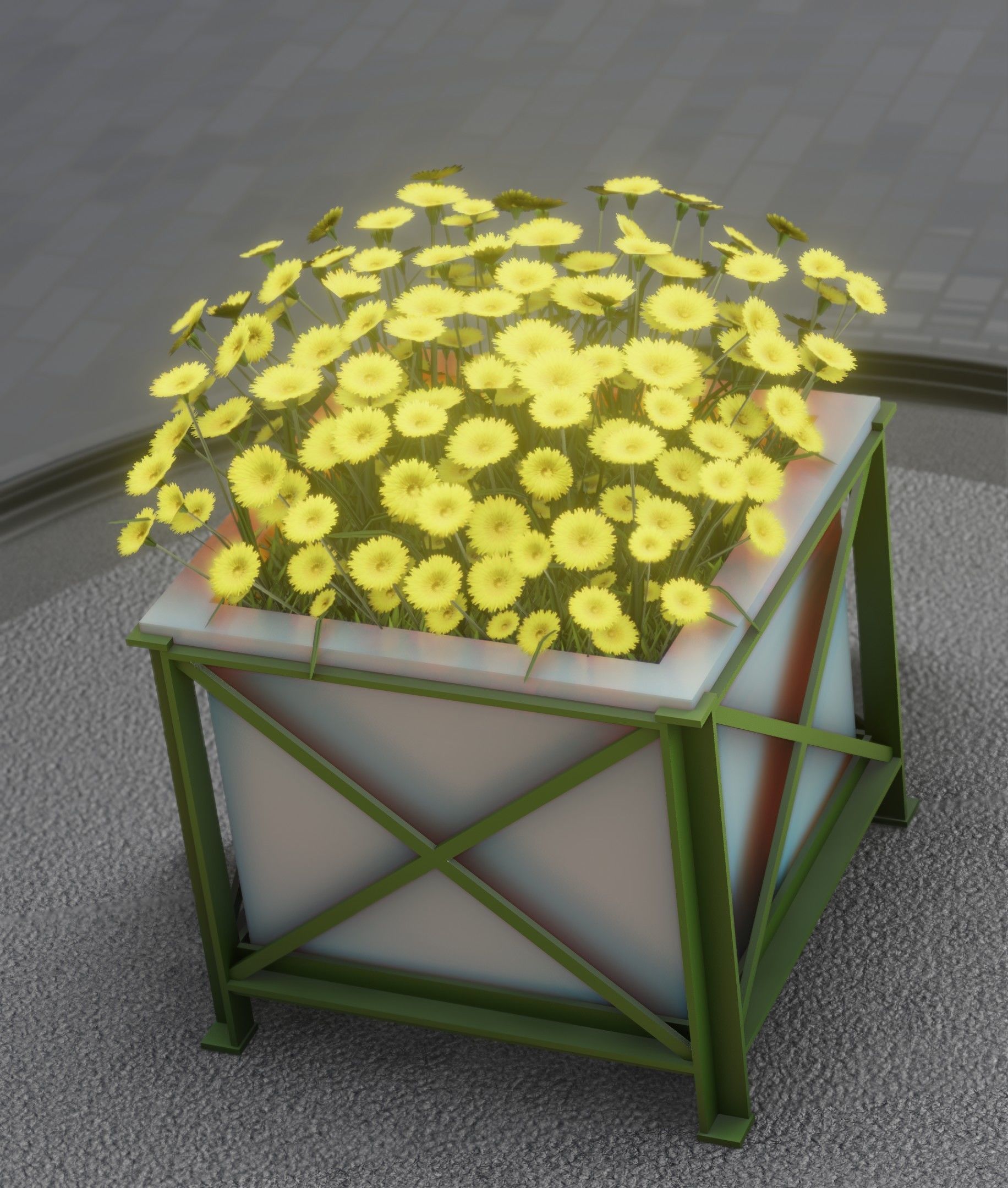 City Flower Pot with Yellow Flowers - Object 2 Low-poly 3D model_32