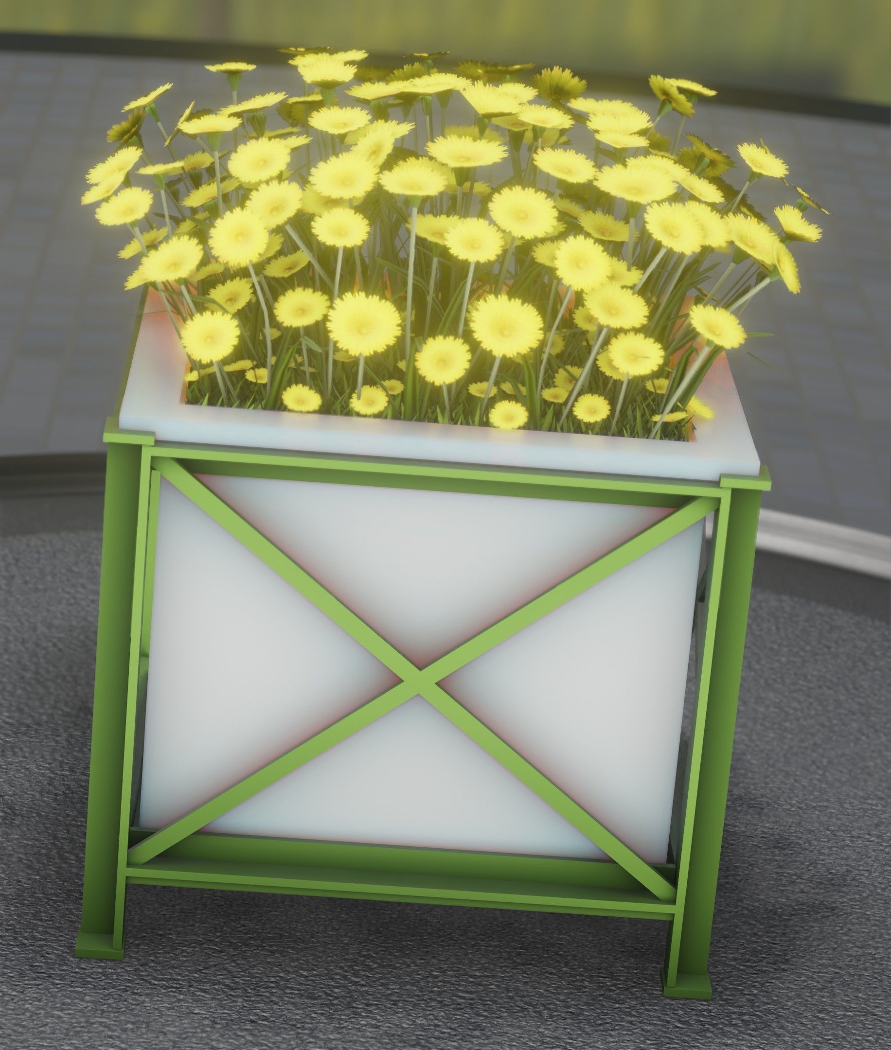 City Flower Pot with Yellow Flowers - Object 2 Low-poly 3D model_8