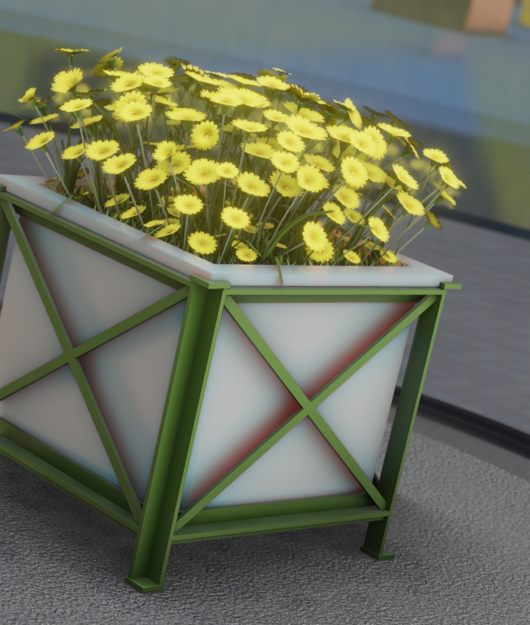 City Flower Pot with Yellow Flowers - Object 2 Low-poly 3D model_48