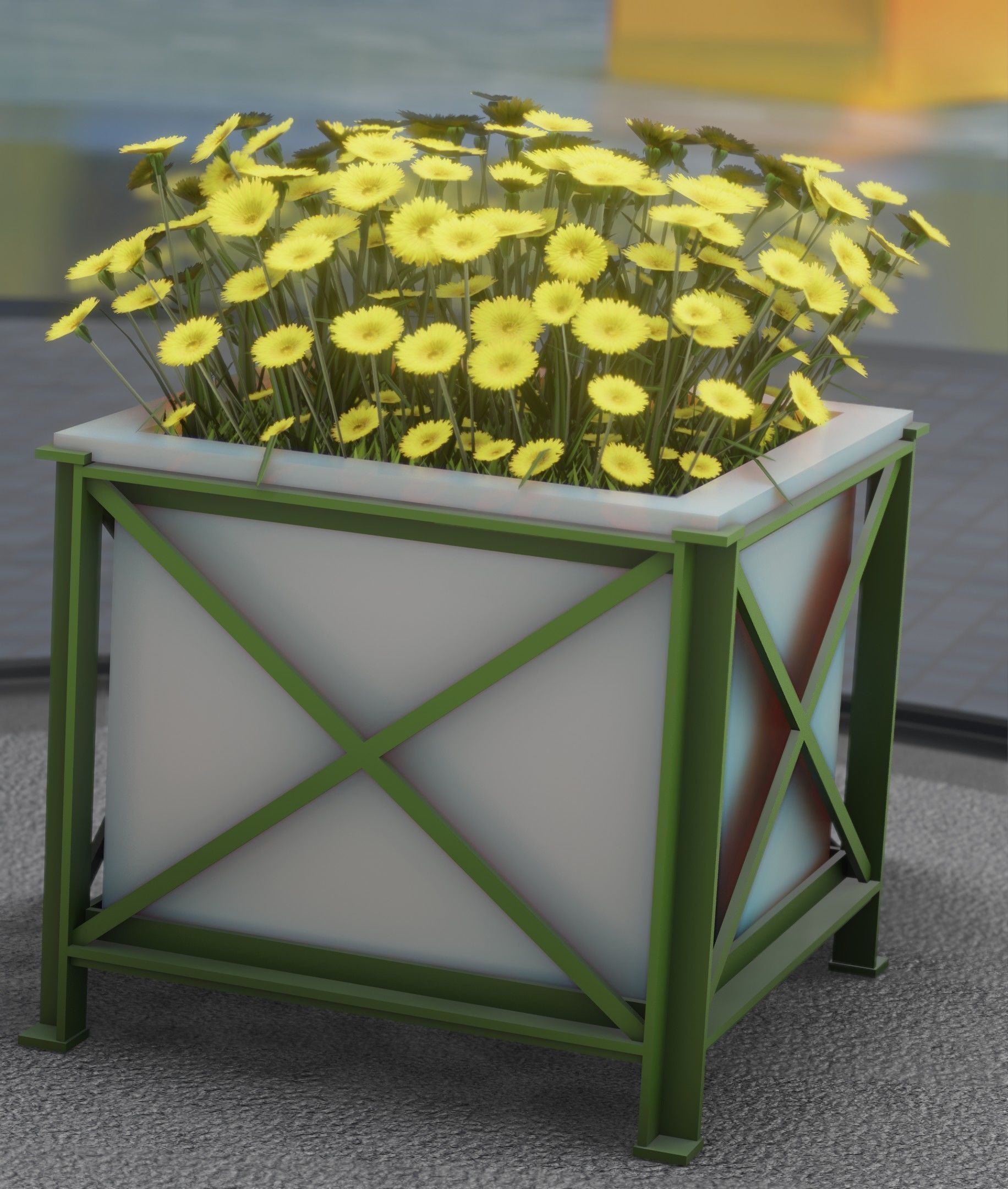 City Flower Pot with Yellow Flowers - Object 2 Low-poly 3D model_14