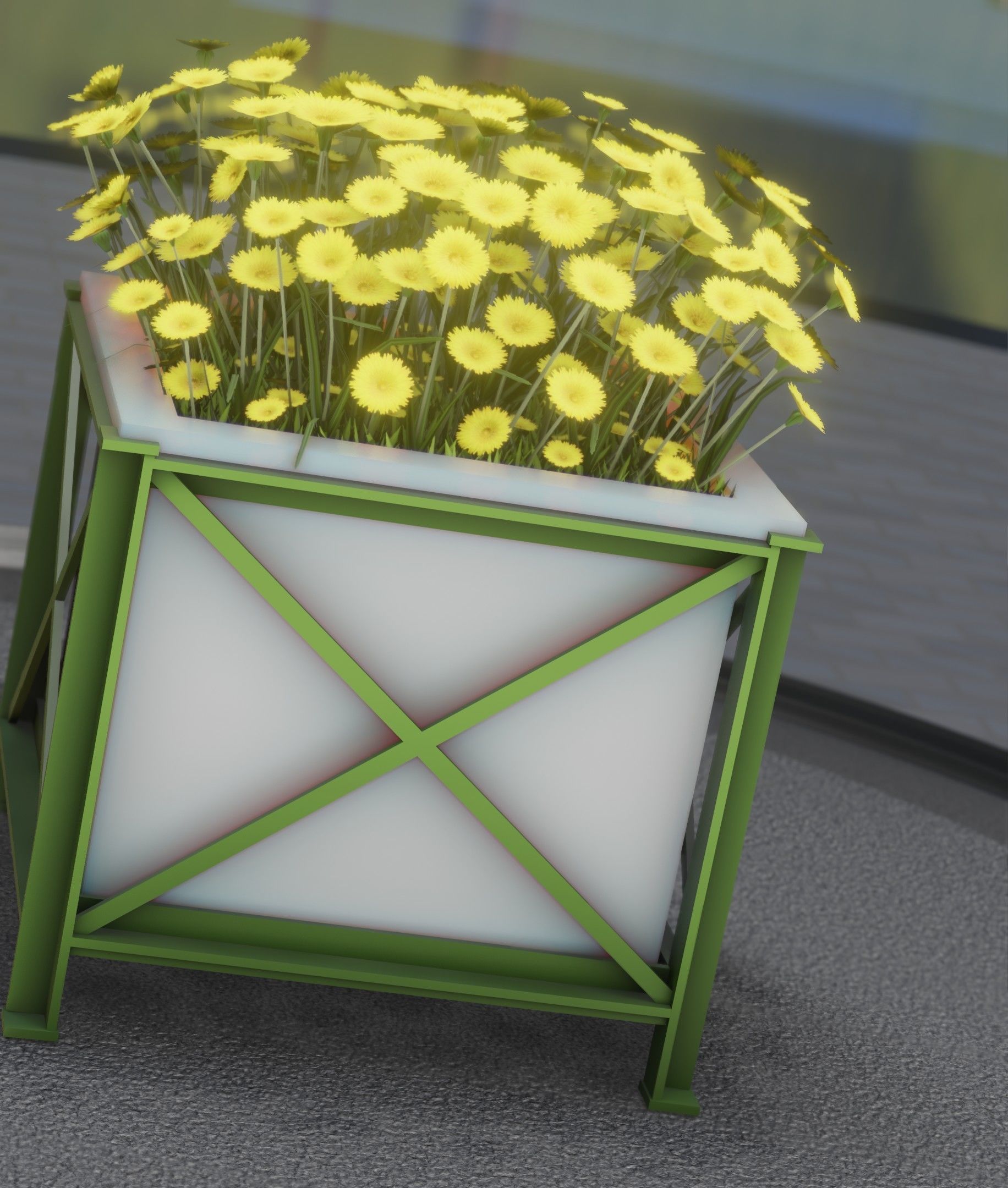 City Flower Pot with Yellow Flowers - Object 2 Low-poly 3D model_49