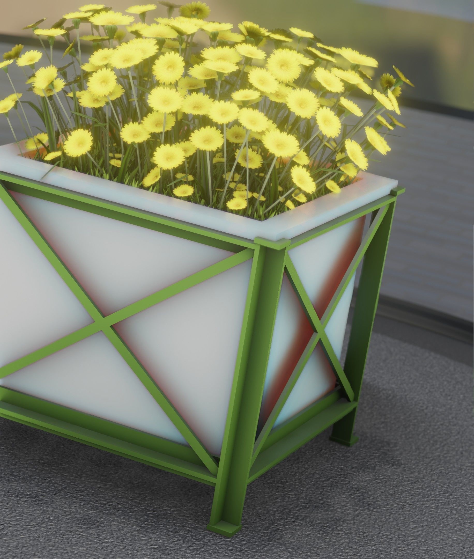City Flower Pot with Yellow Flowers - Object 2 Low-poly 3D model_50