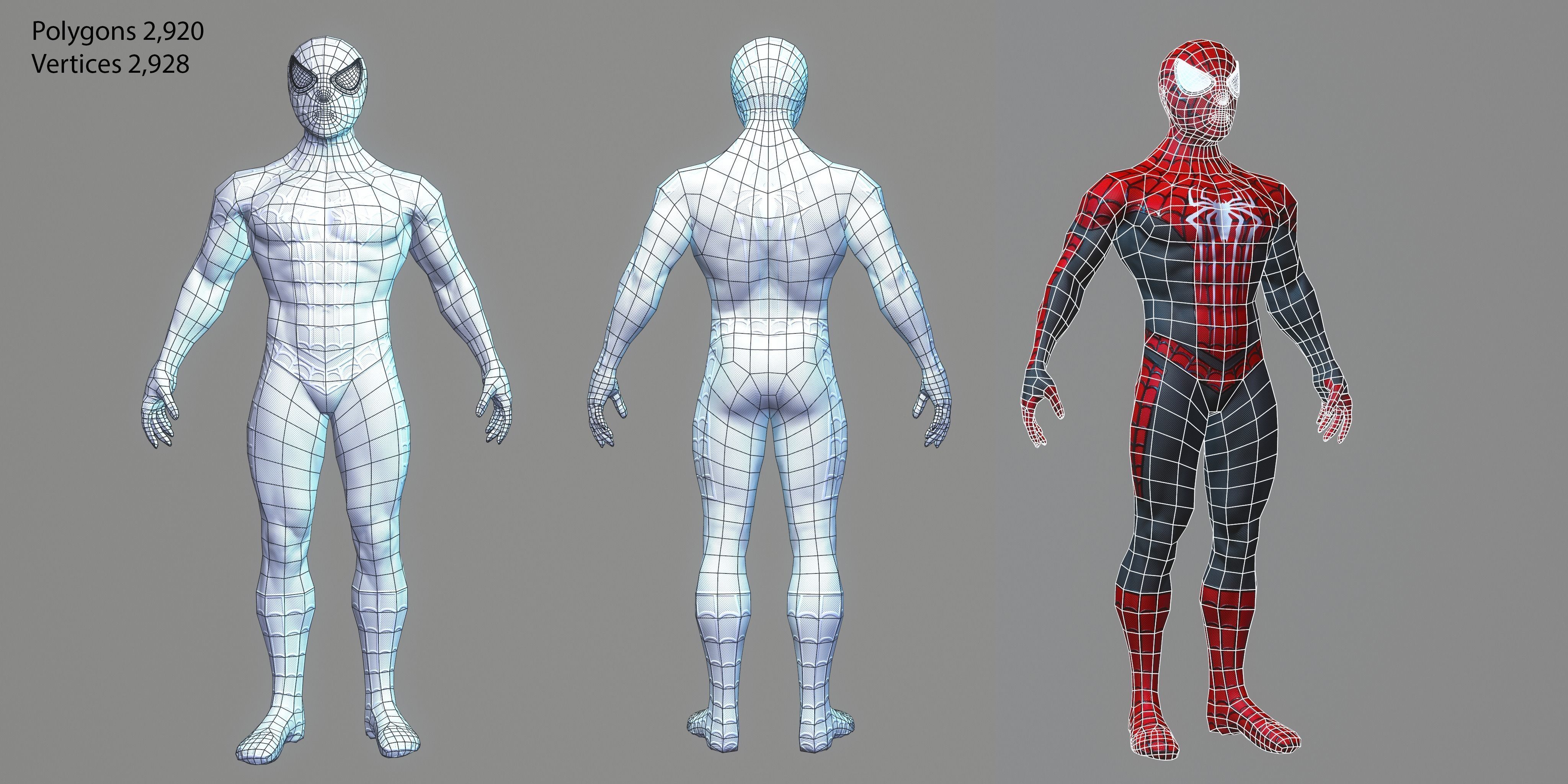 Spiderman spider man Low-poly 3D model_3
