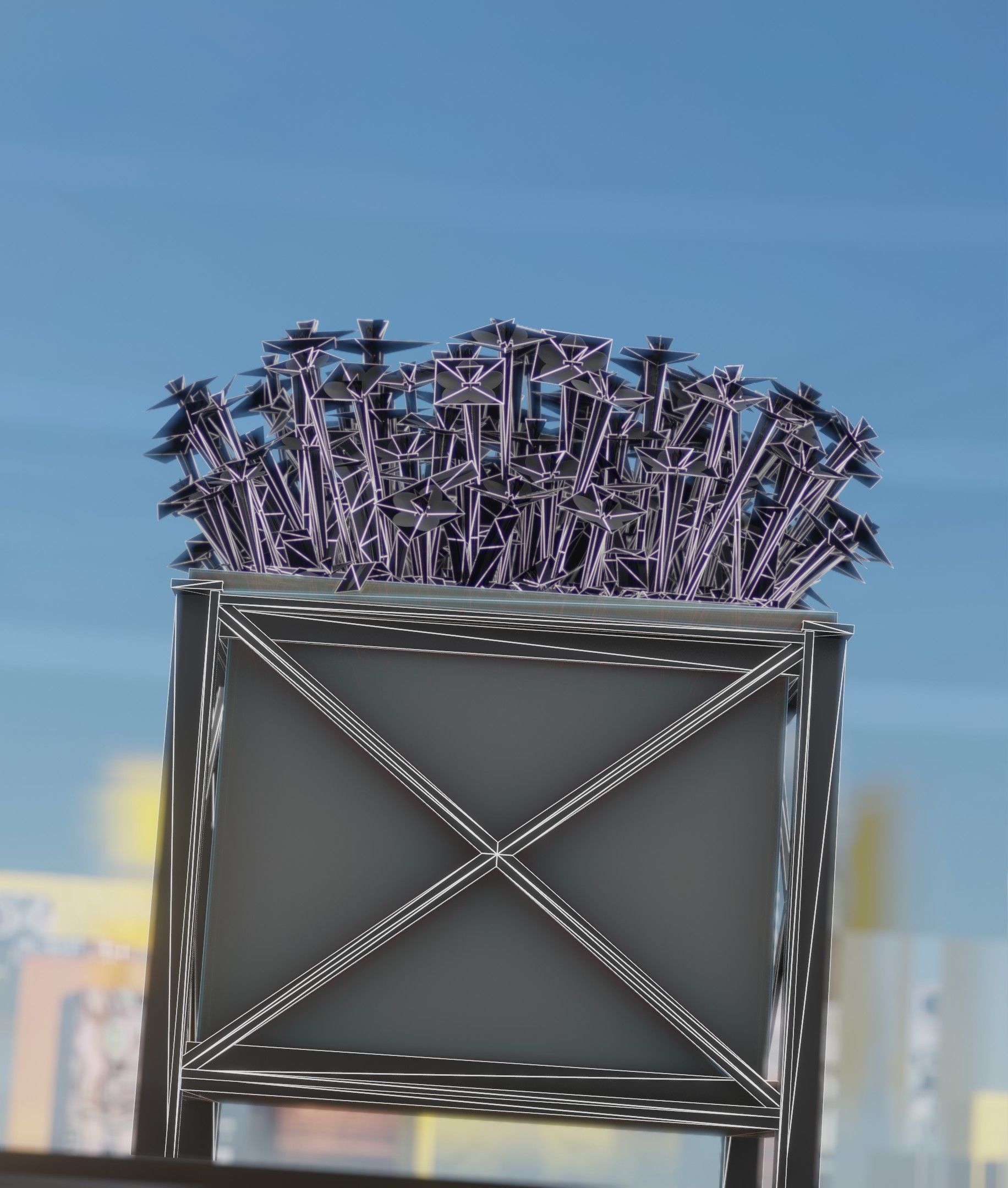 City Flower Pot with White Flowers - Object 3 Low-poly 3D model_35