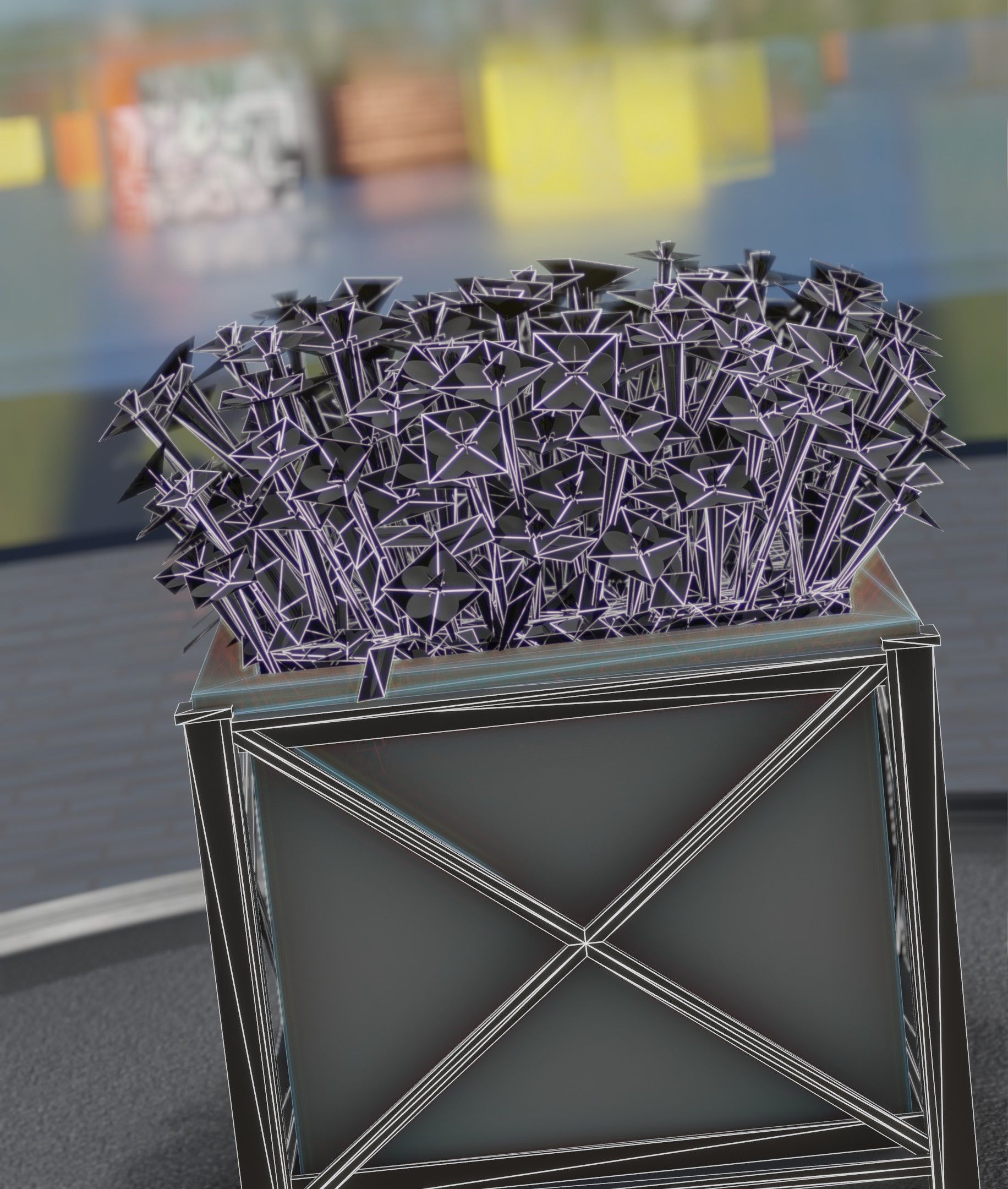 City Flower Pot with White Flowers - Object 3 Low-poly 3D model_15