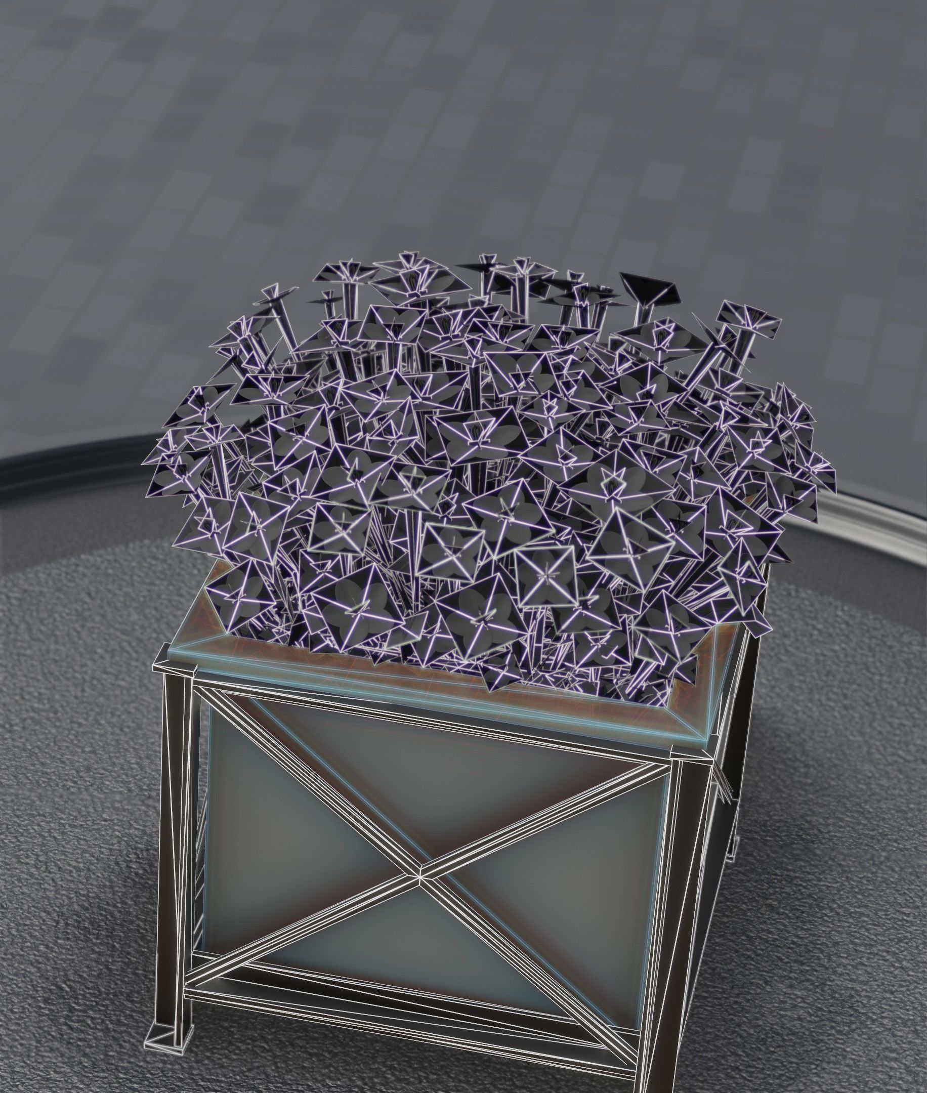 City Flower Pot with White Flowers - Object 3 Low-poly 3D model_20