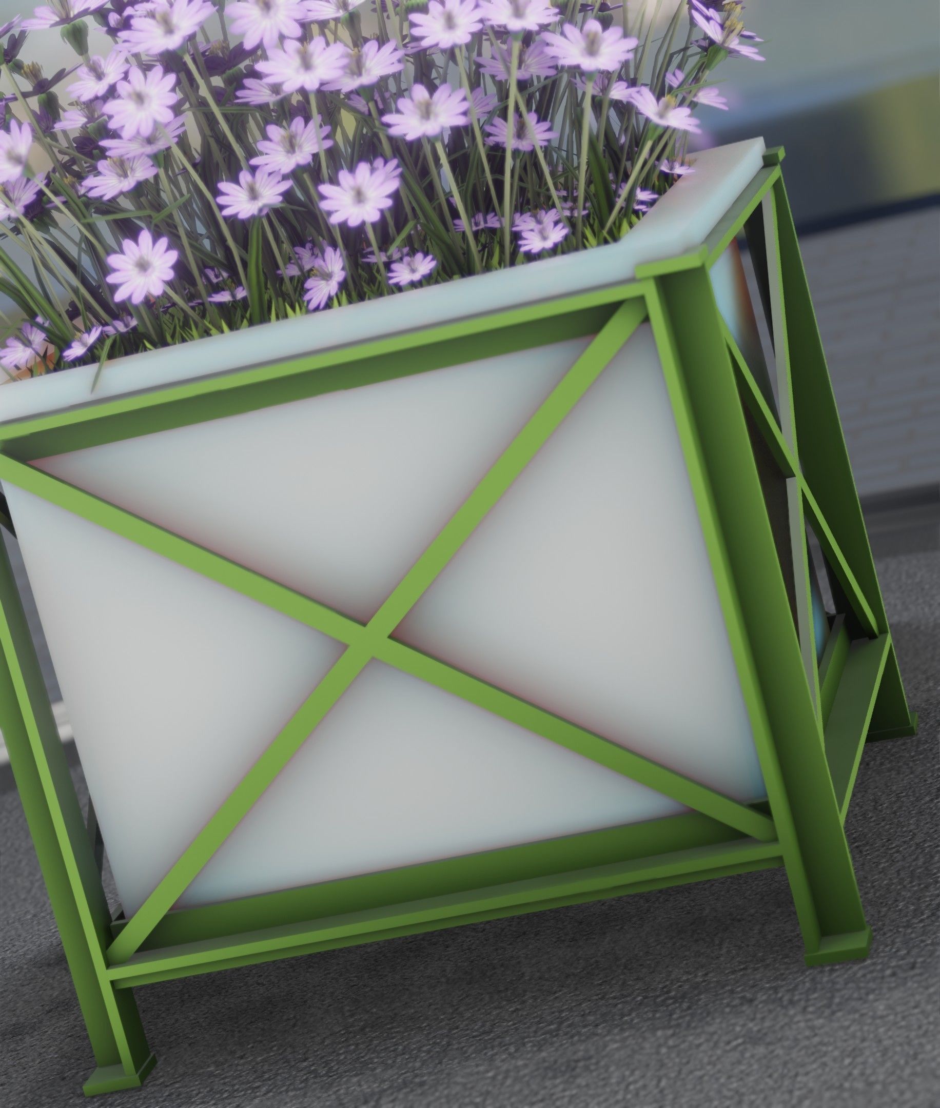 City Flower Pot with Violet Flowers - Object 4 Low-poly 3D model_48