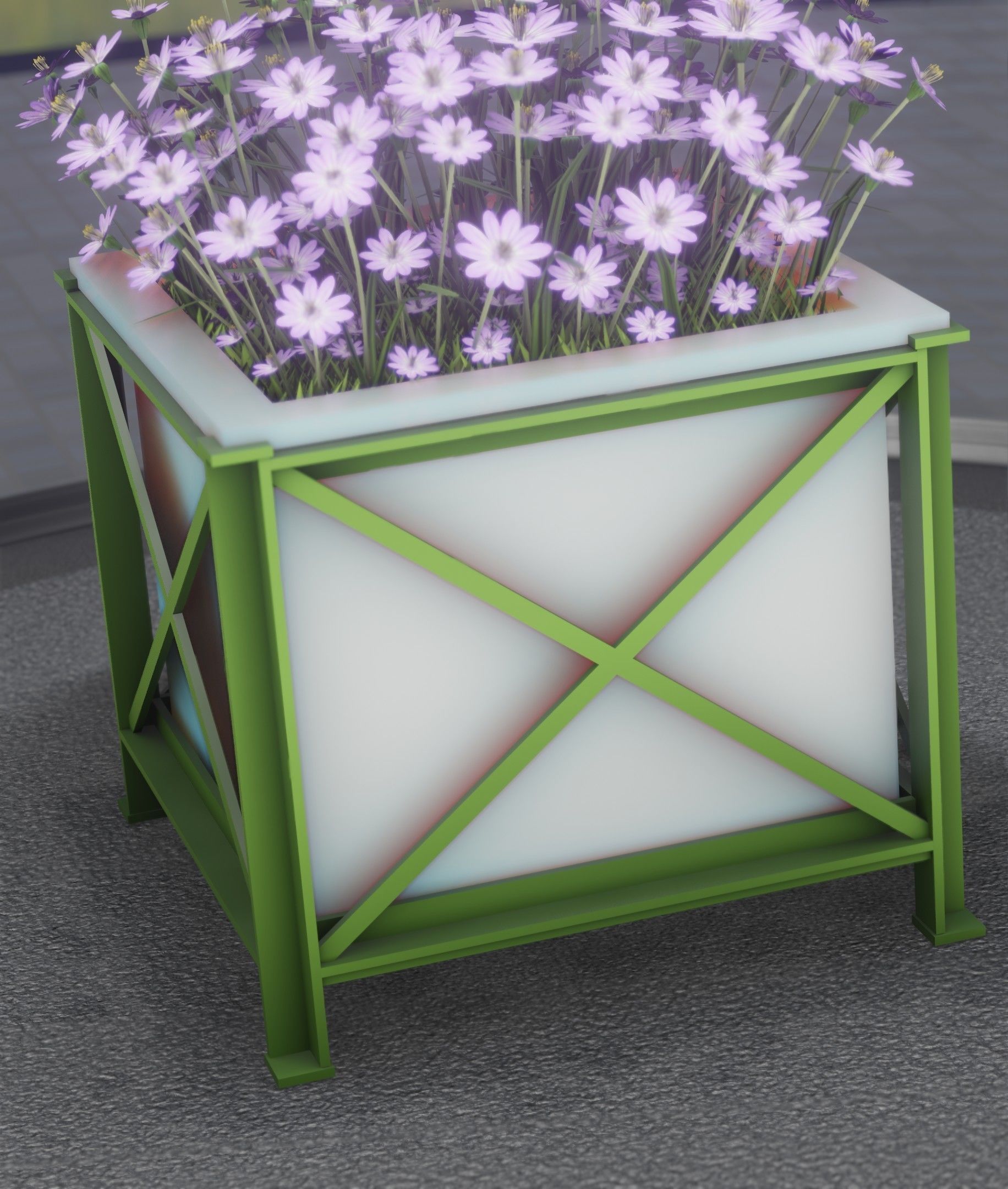 City Flower Pot with Violet Flowers - Object 4 Low-poly 3D model_18