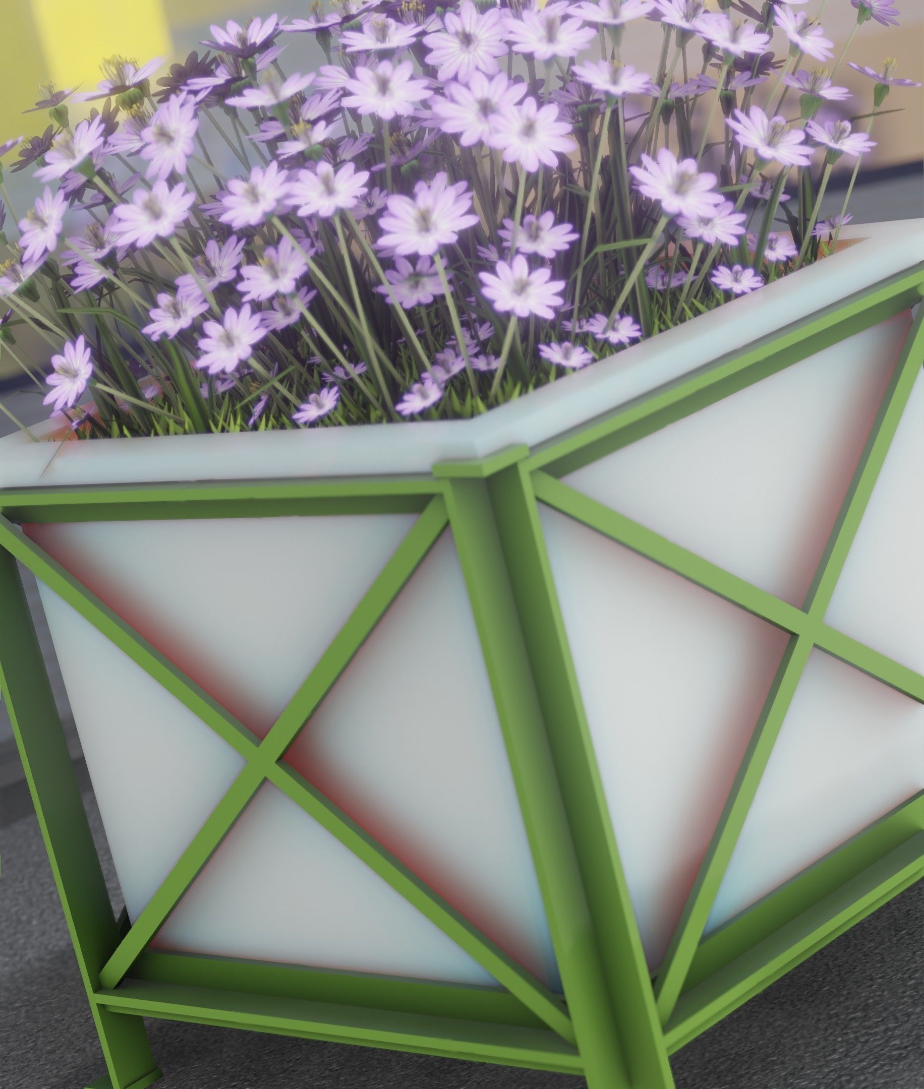 City Flower Pot with Violet Flowers - Object 4 Low-poly 3D model_49