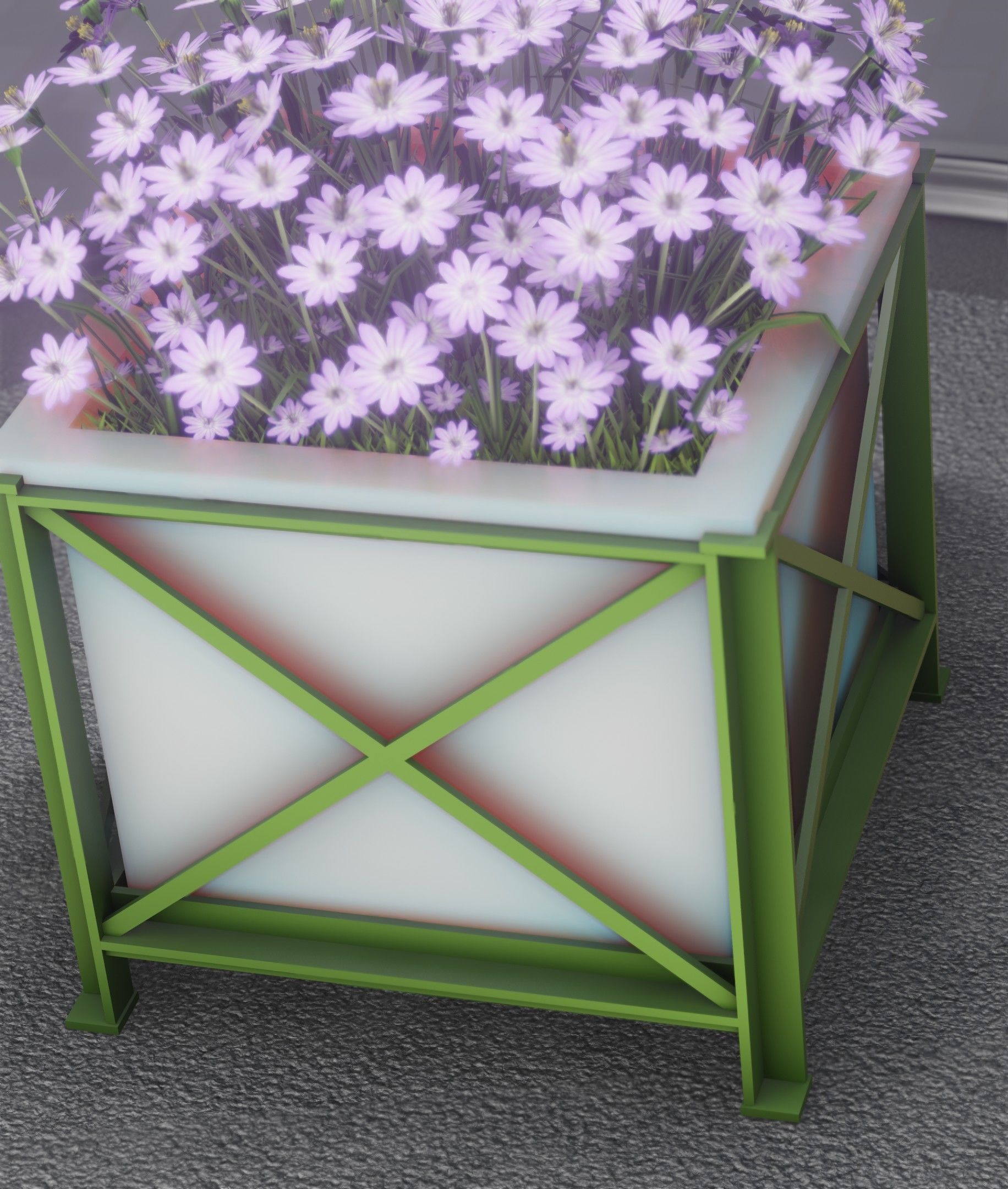 City Flower Pot with Violet Flowers - Object 4 Low-poly 3D model_20