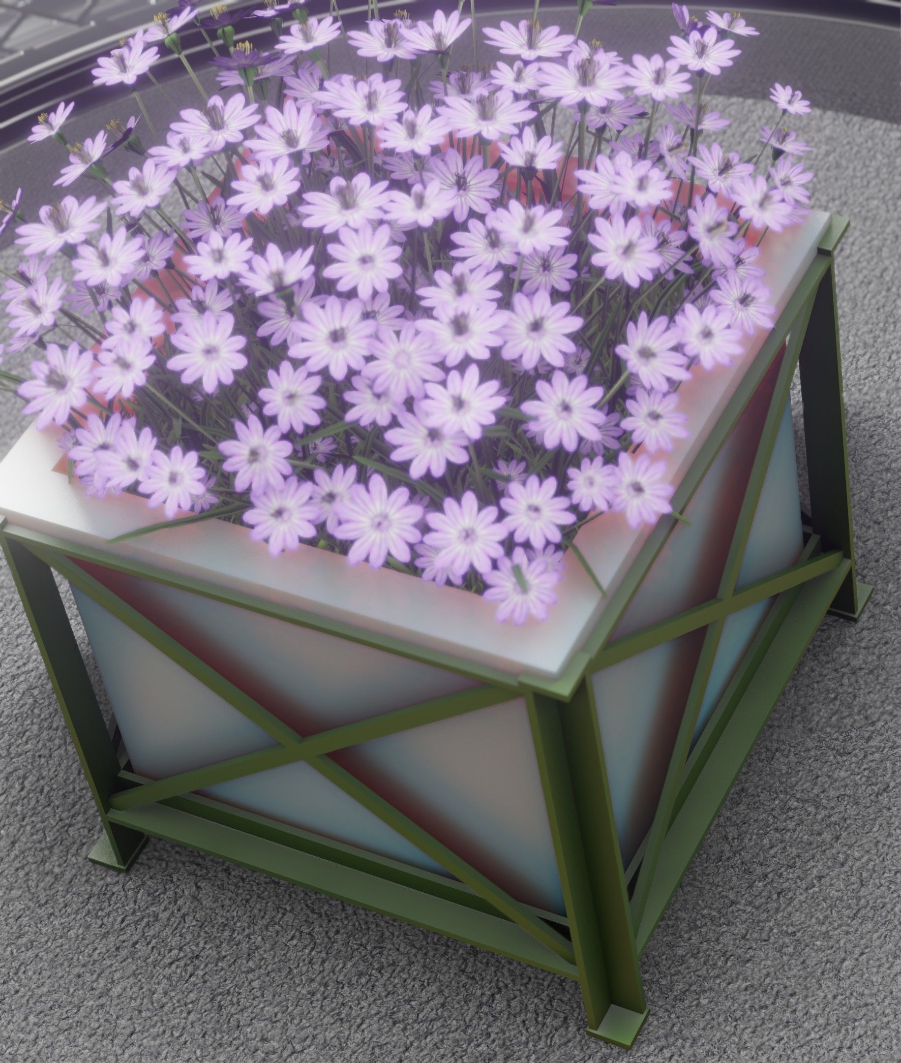 City Flower Pot with Violet Flowers - Object 4 Low-poly 3D model_26