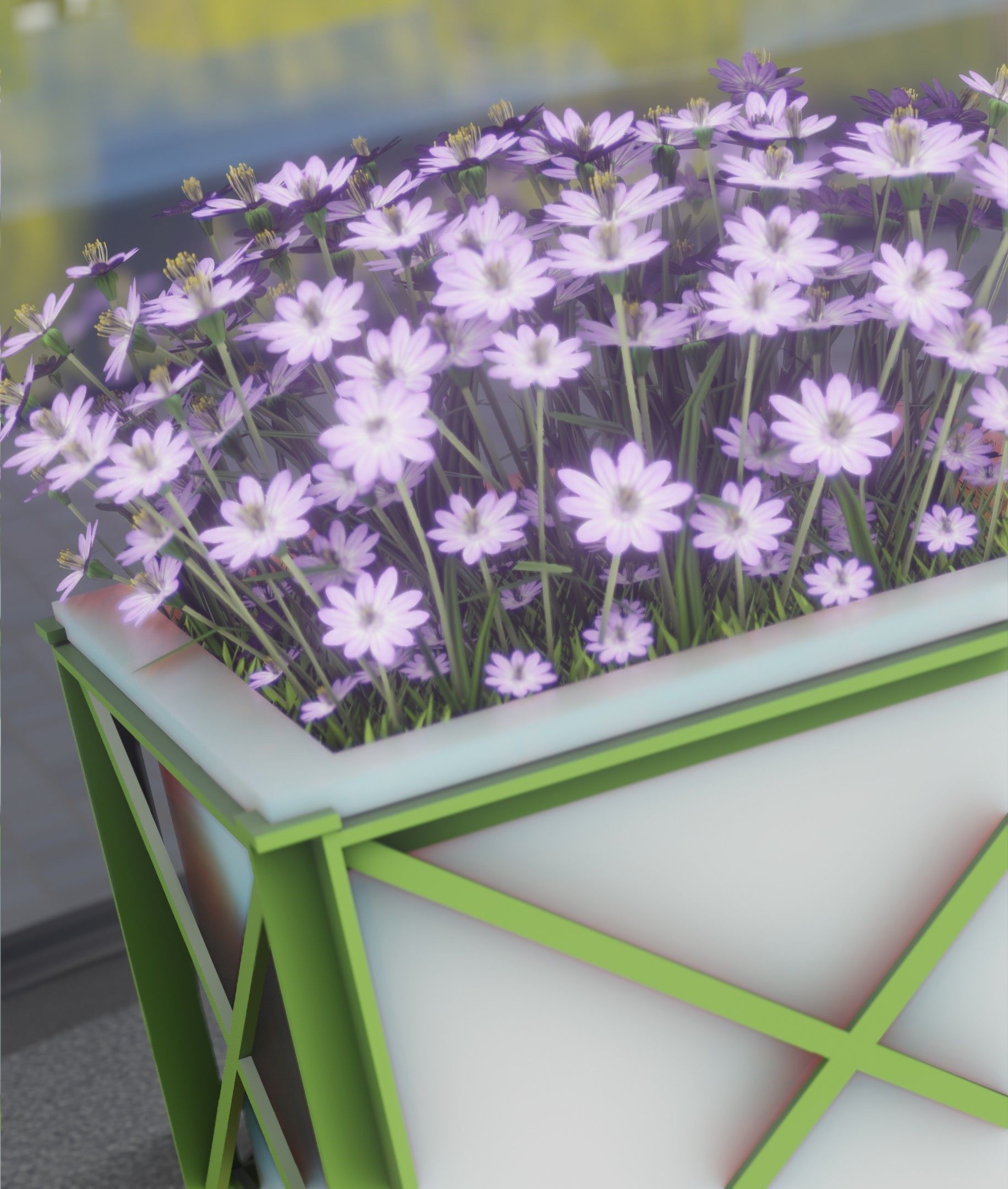 City Flower Pot with Violet Flowers - Object 4 Low-poly 3D model_50