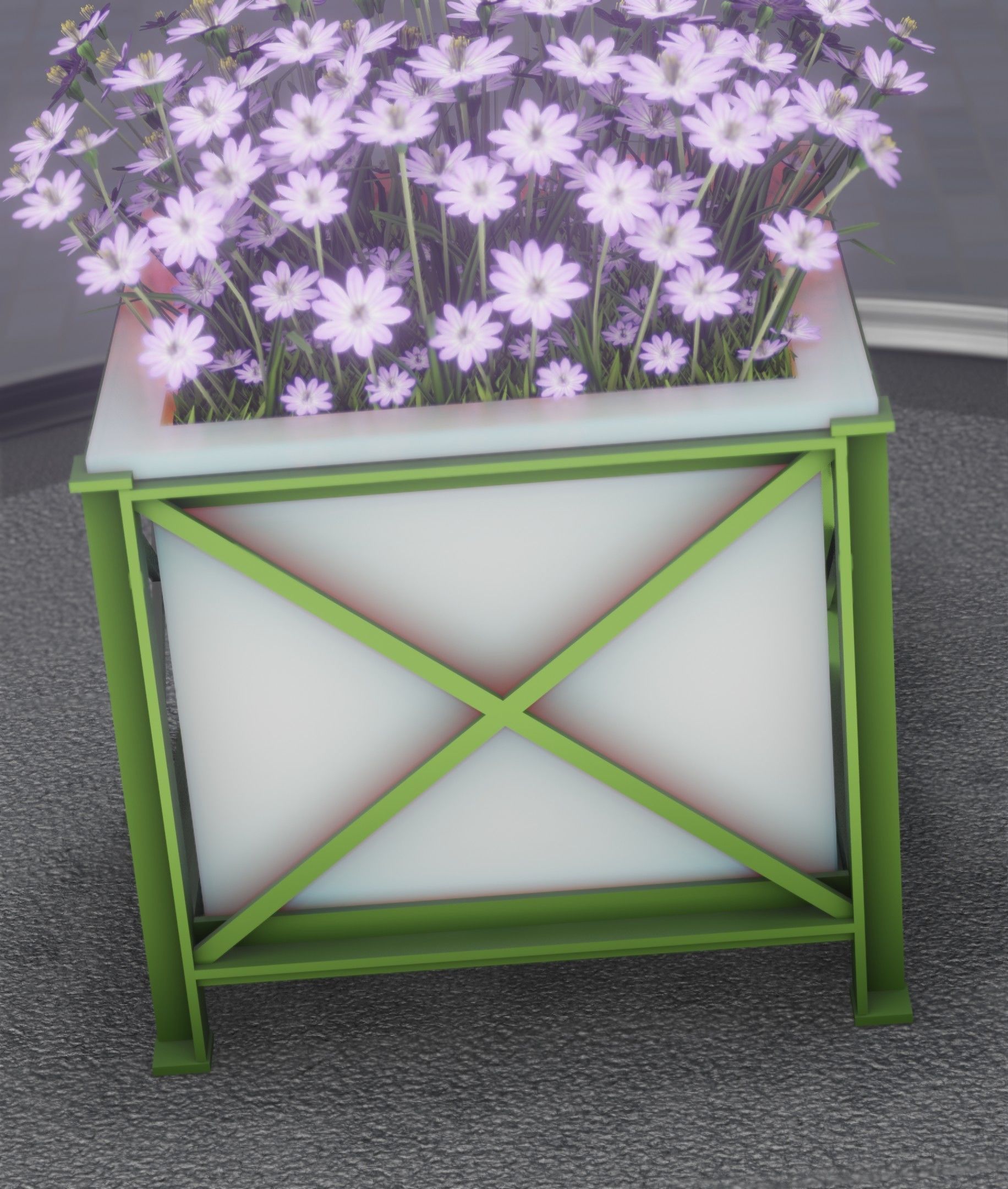 City Flower Pot with Violet Flowers - Object 4 Low-poly 3D model_19