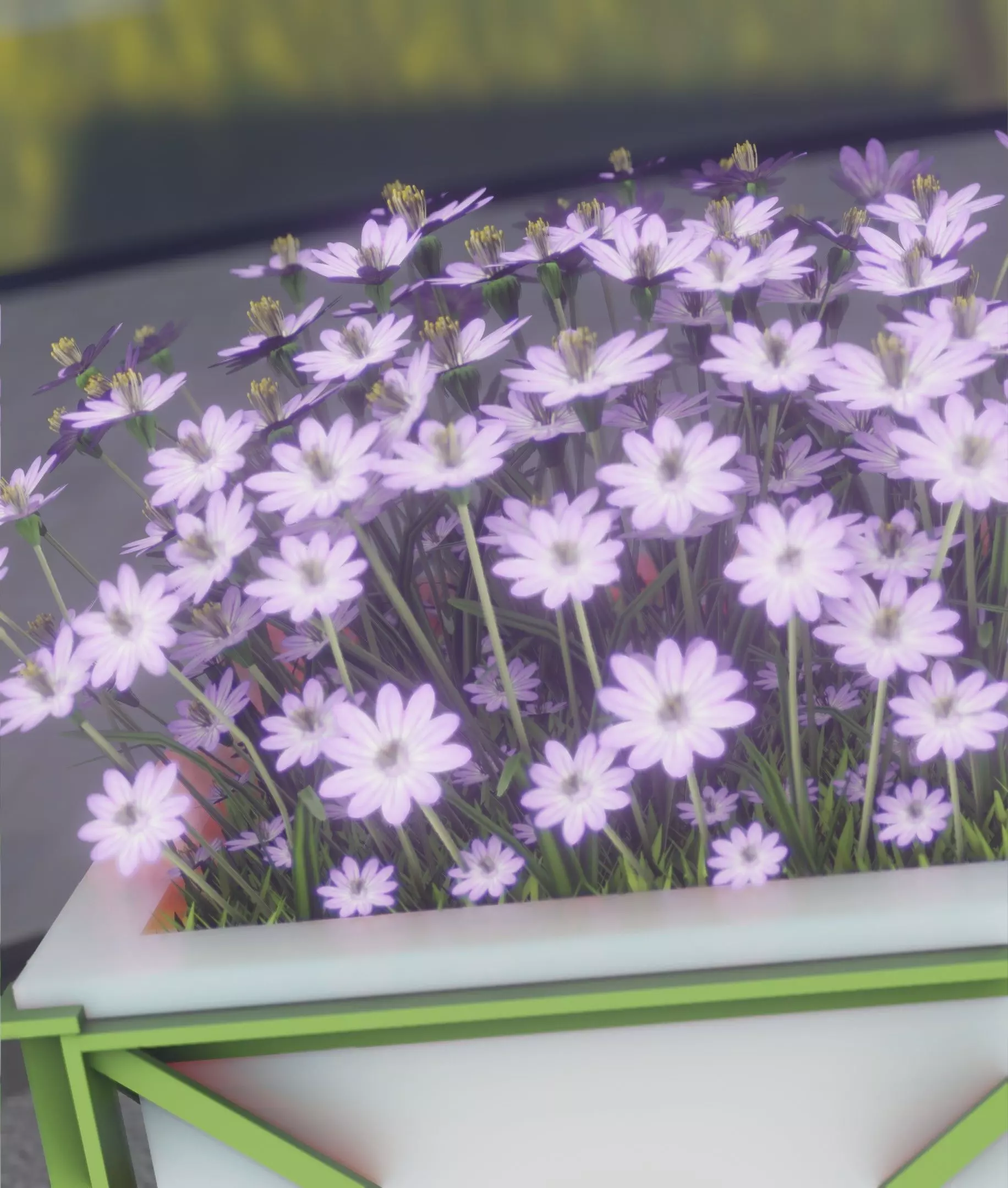 City Flower Pot with Violet Flowers - Object 4 Low-poly 3D model_0